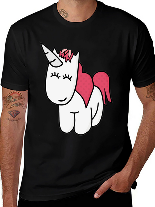 Unicorn Graphic Tee - Black Cotton Casual T-Shirt