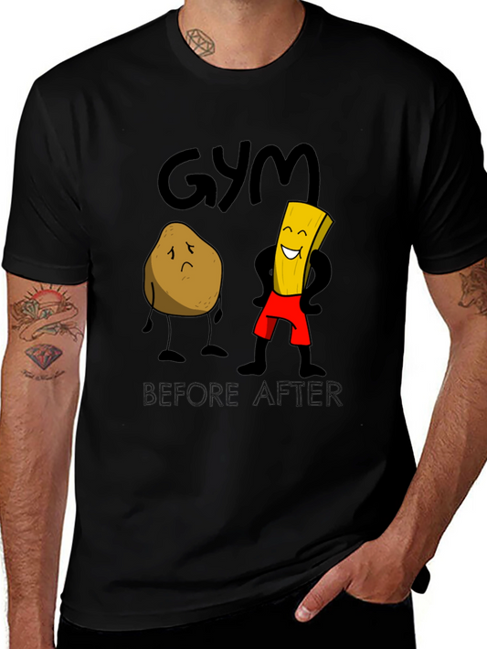 Gym Before After T-Shirt: Potato to Fry Transformation