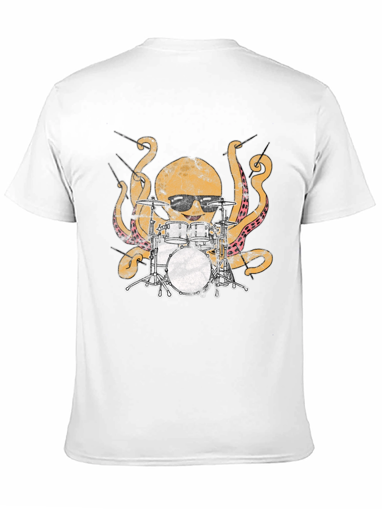 Octopus Drummer Graphic T-Shirt - Black