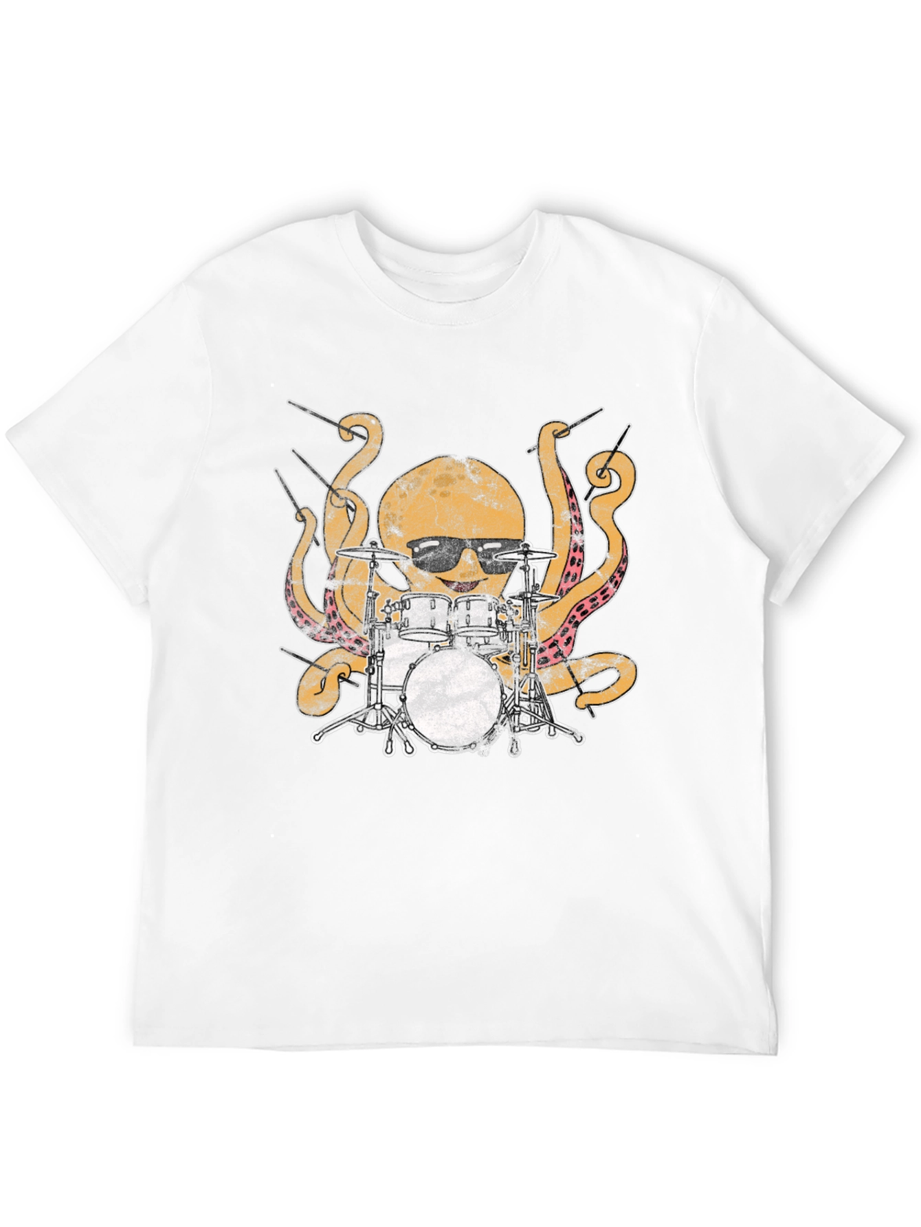 Octopus Drummer Graphic T-Shirt - Black