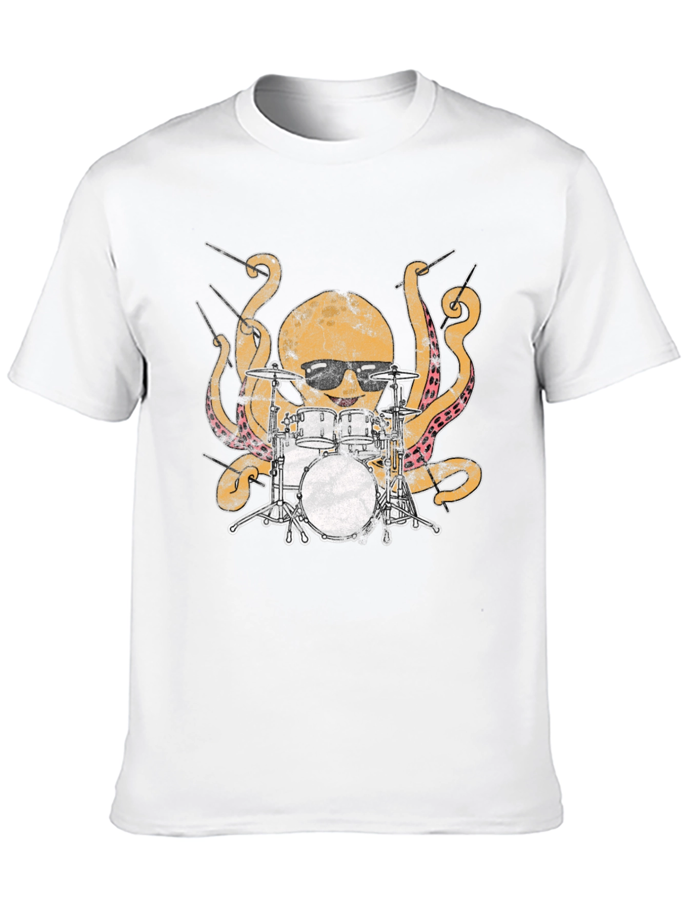Octopus Drummer Graphic T-Shirt - Black