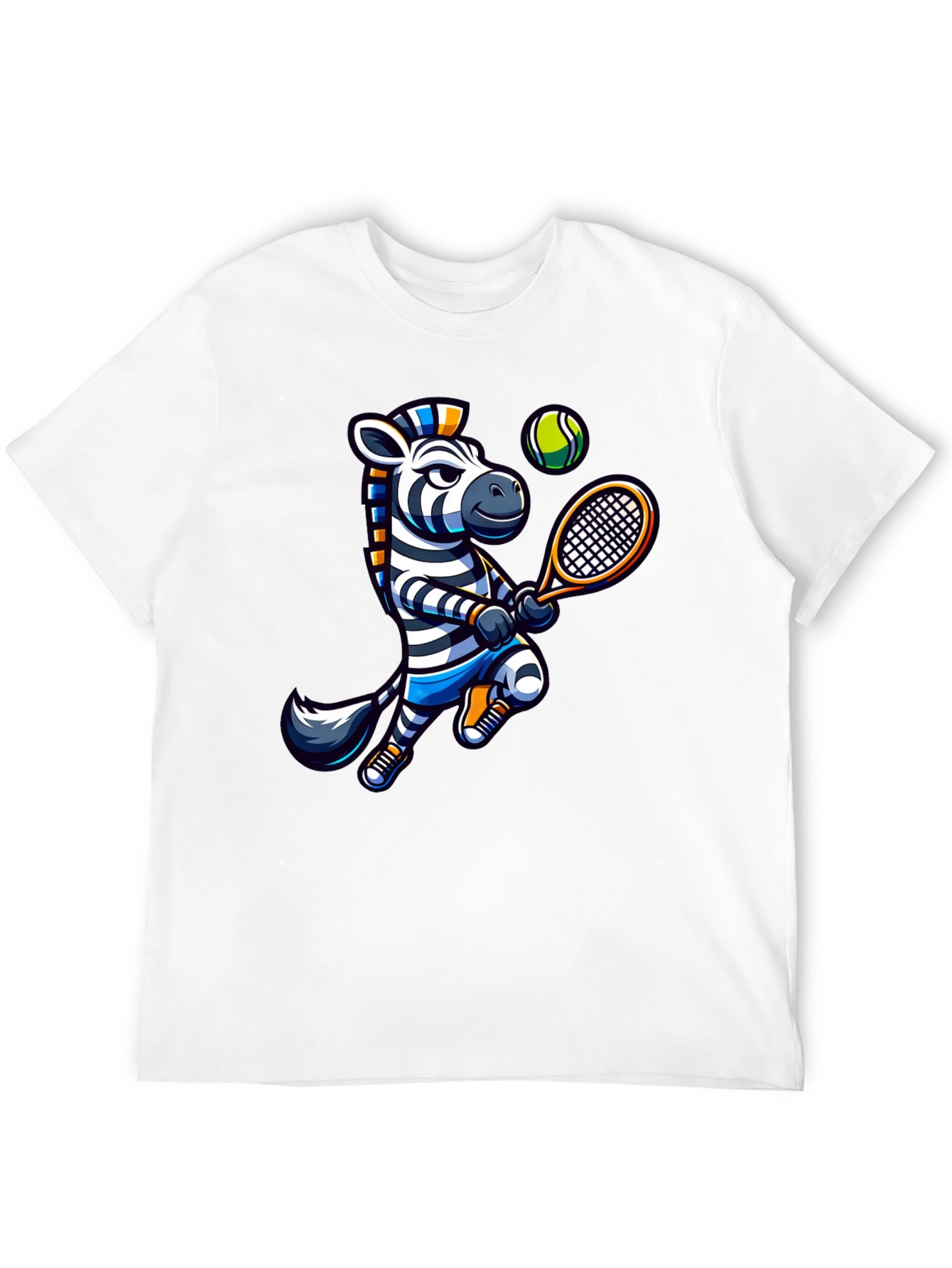 Zebra Tennis Graphic T-Shirt - Fun Animal Design