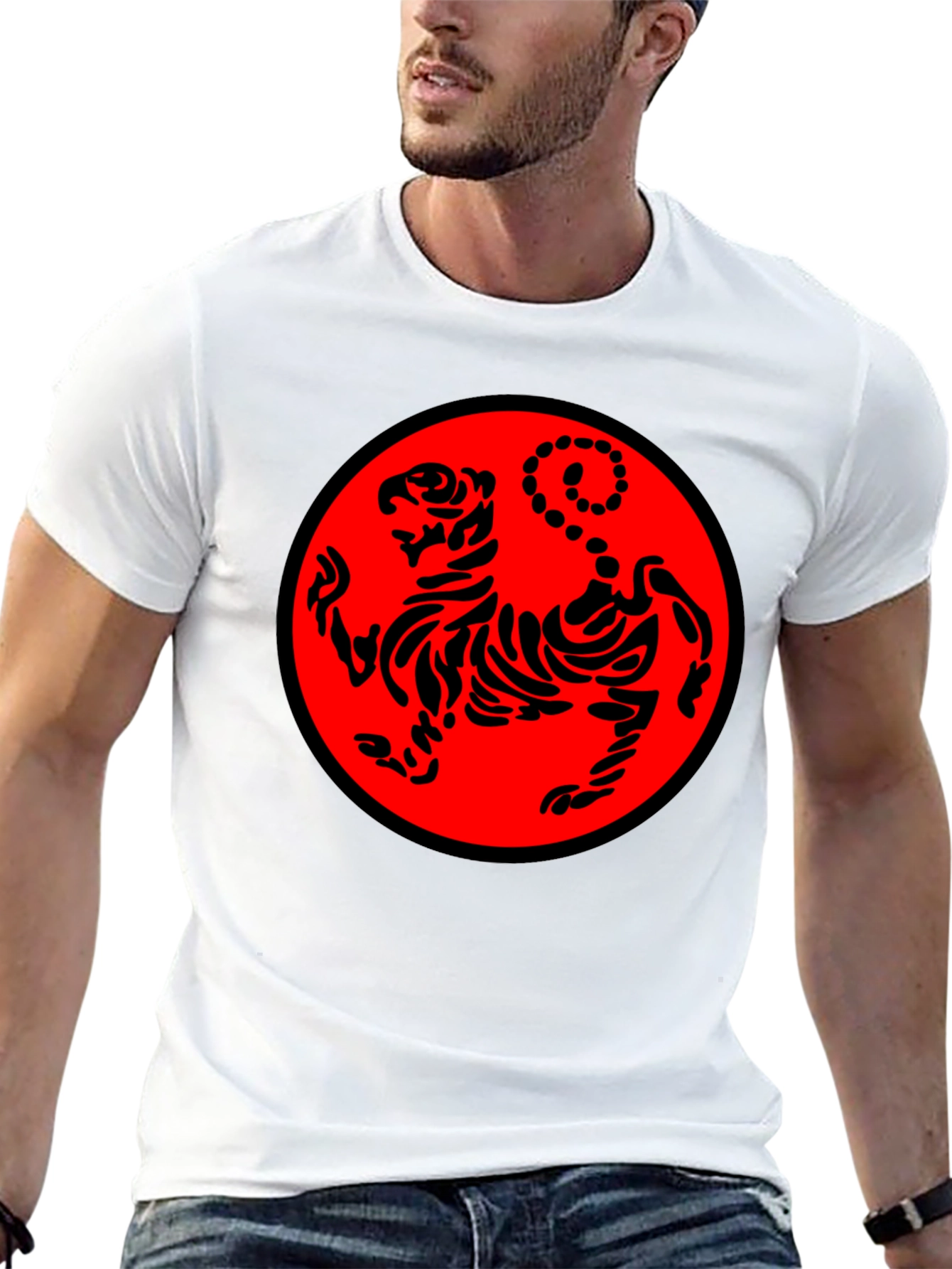 Black Karate Tiger Graphic T-Shirt