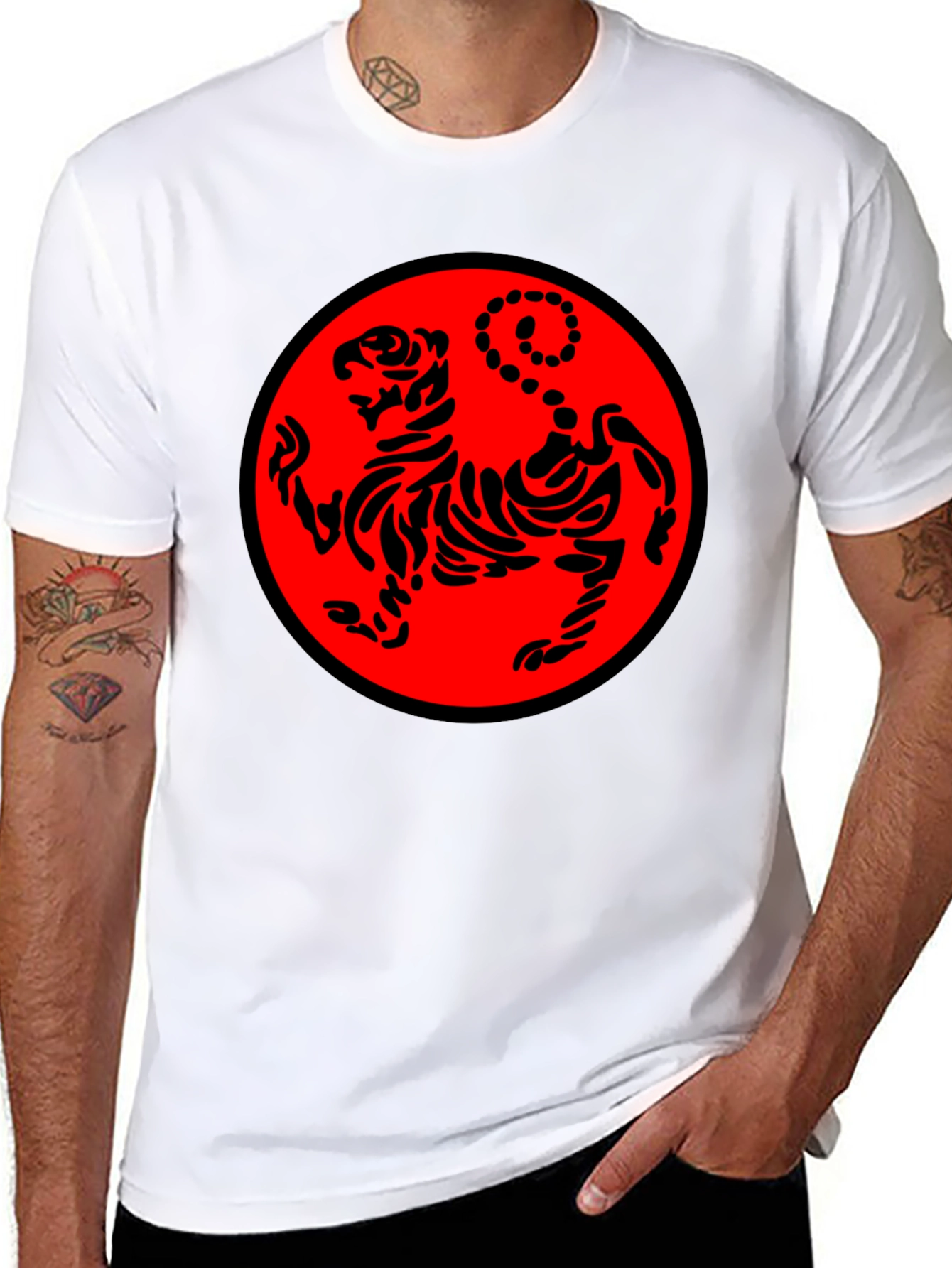 Black Karate Tiger Graphic T-Shirt