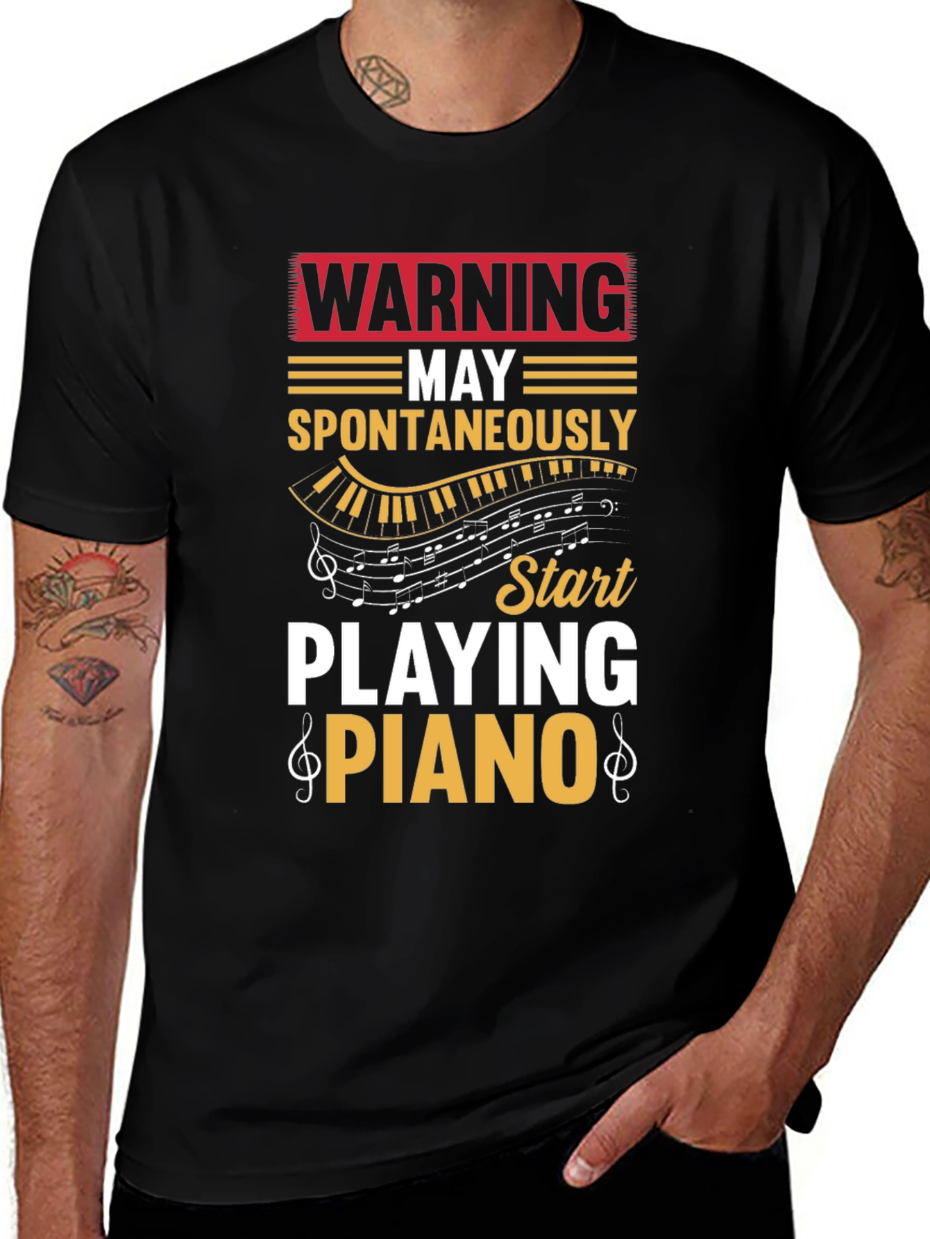 Warning Spontaneously Play Piano T-Shirt