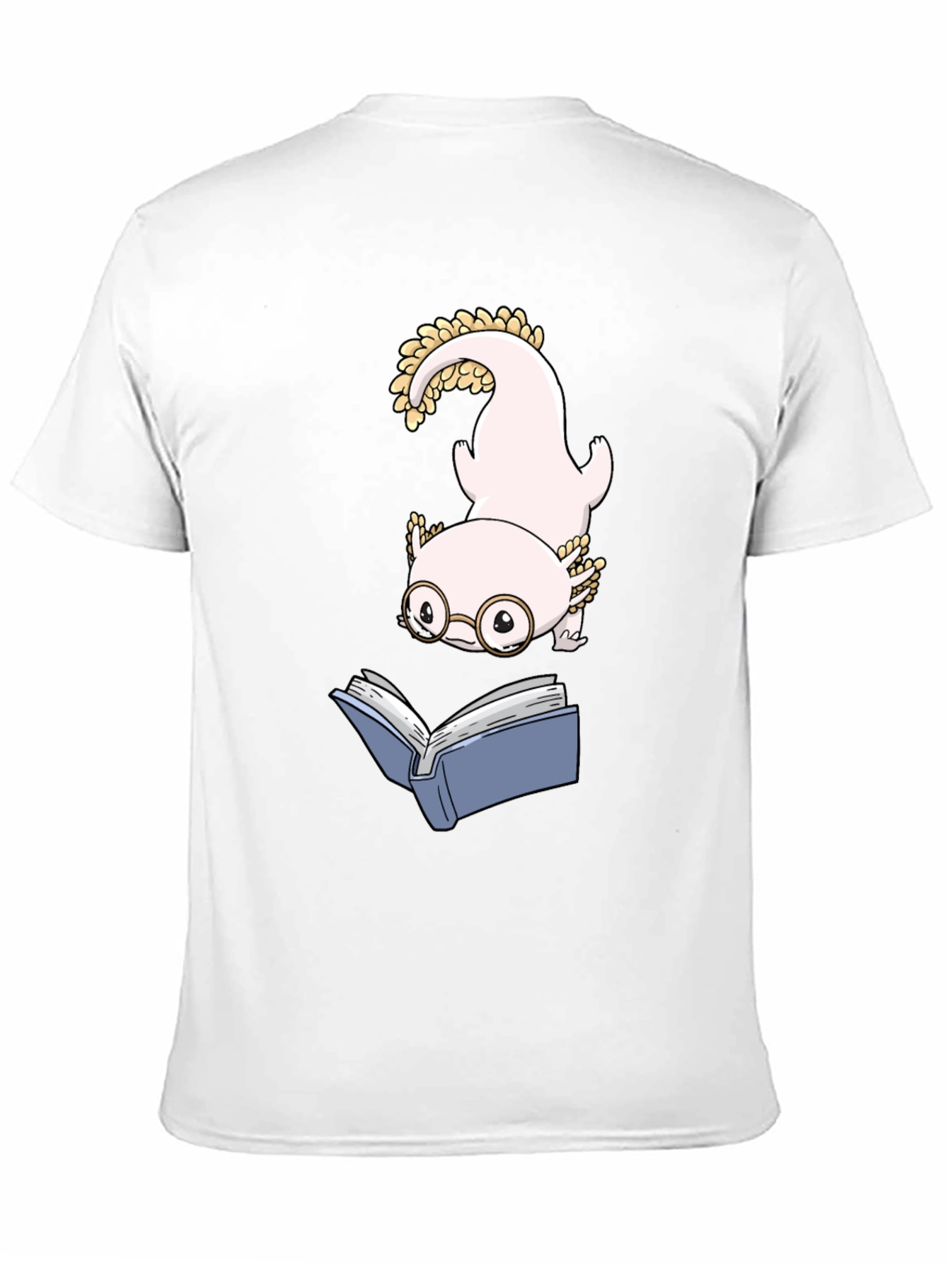 Axolotl Reading Book Black T-Shirt