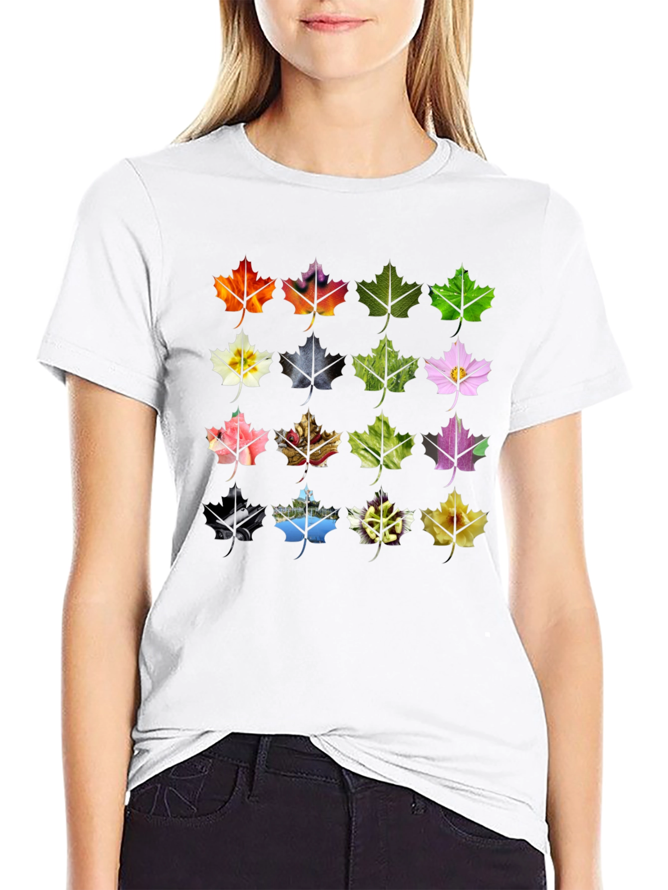 Maple Leaf Collage Tee - Nature Inspired Design