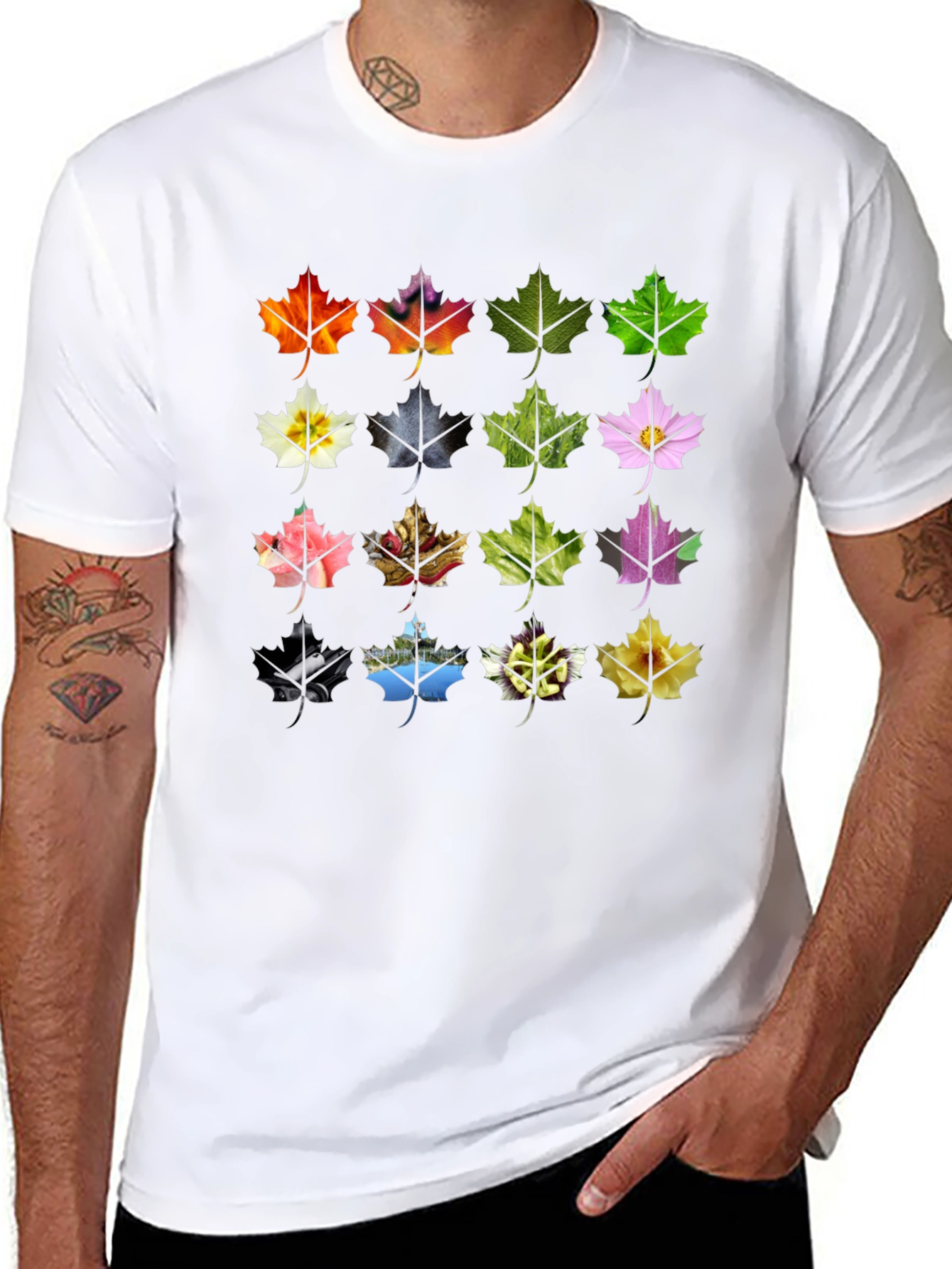 Maple Leaf Collage Tee - Nature Inspired Design