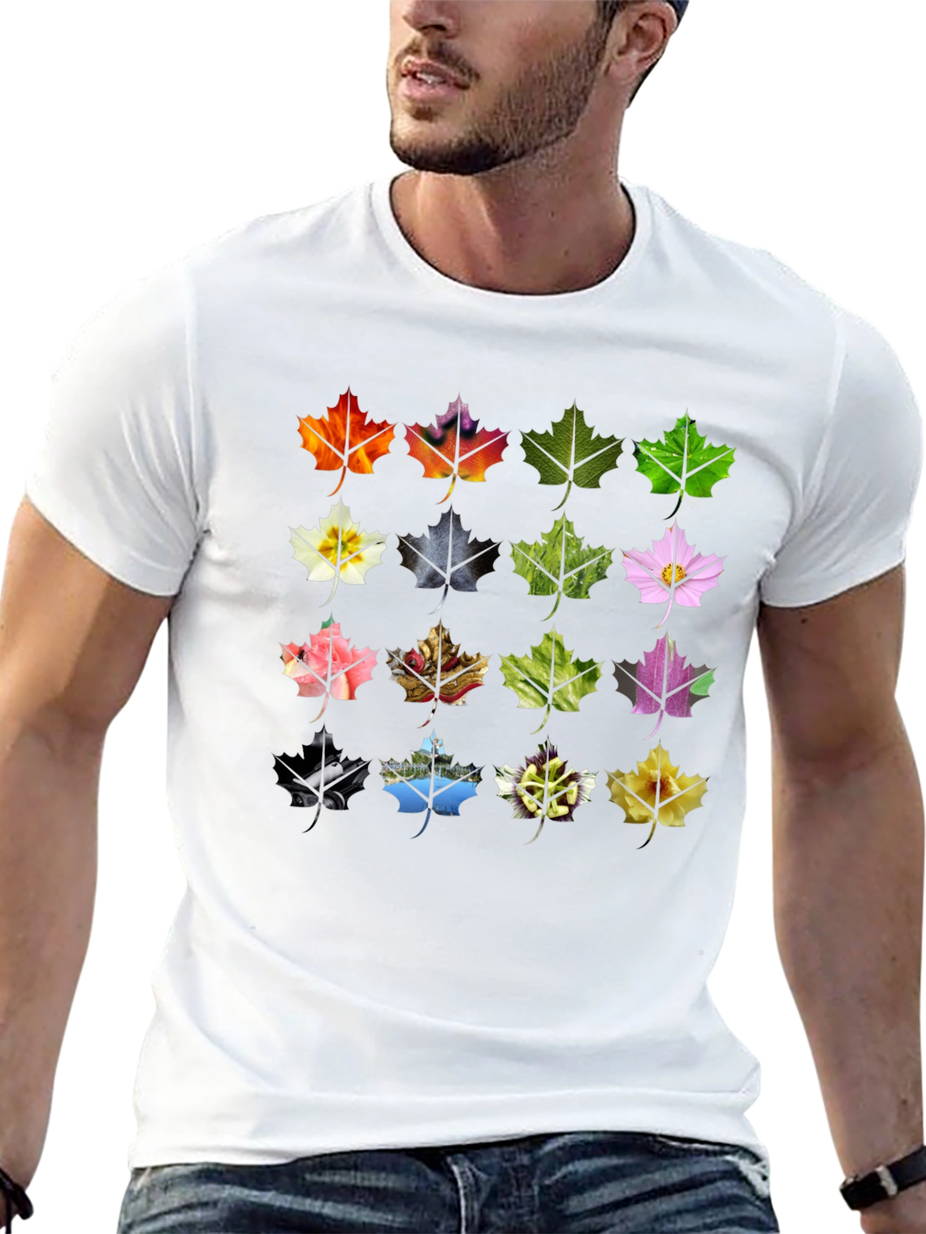 Maple Leaf Collage Tee - Nature Inspired Design