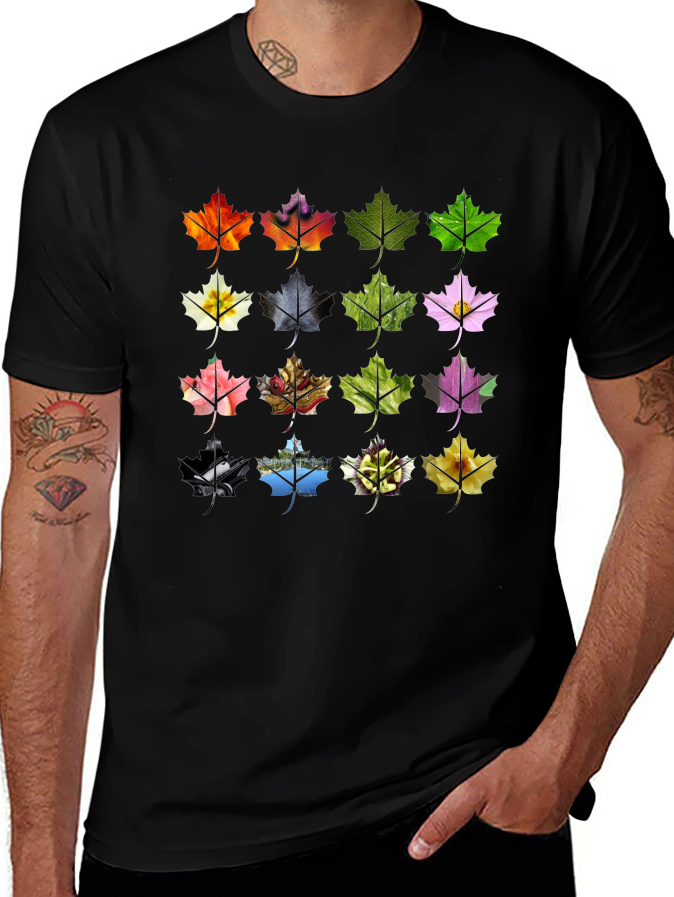Maple Leaf Collage Tee - Nature Inspired Design