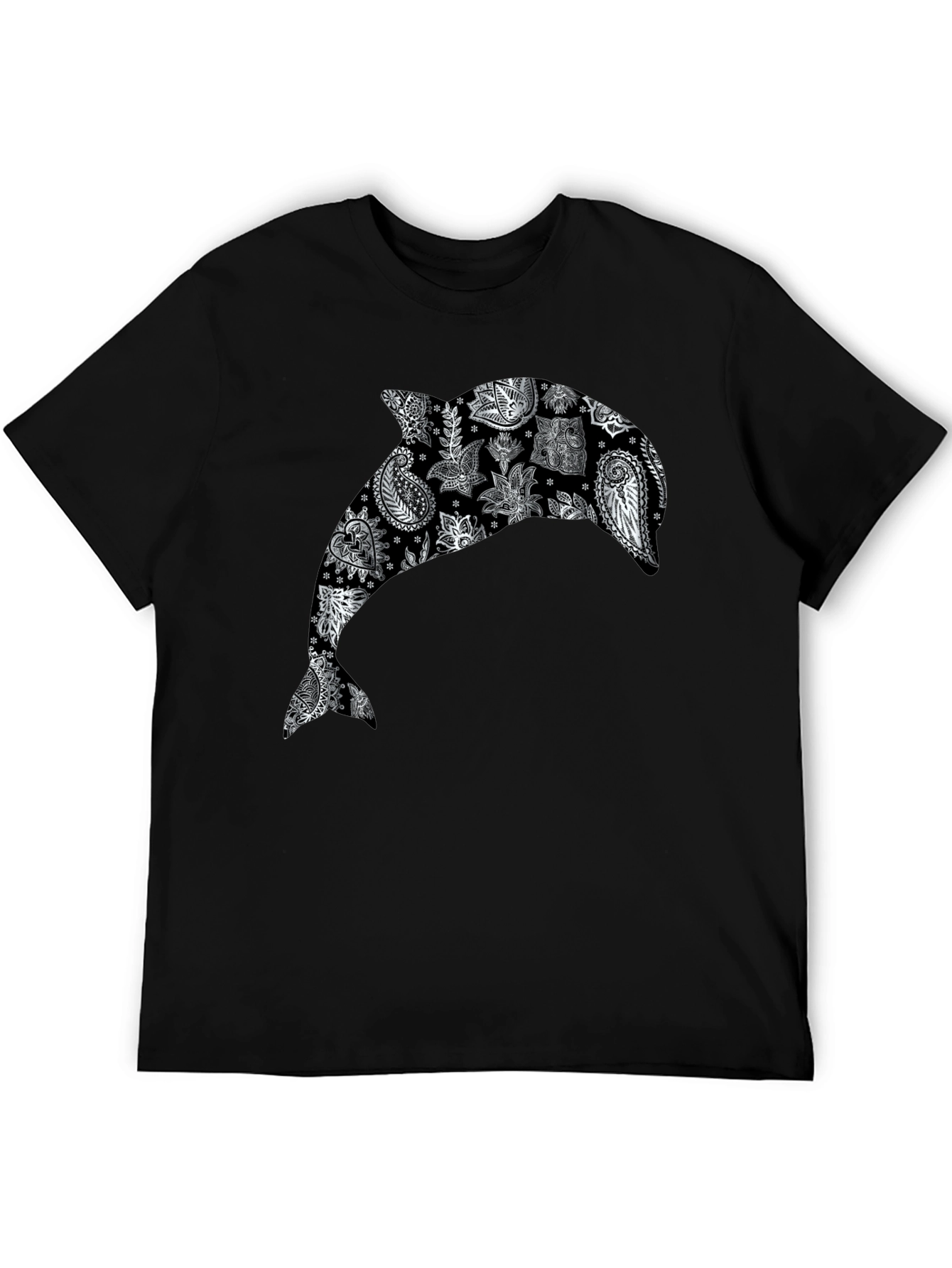 Dolphin Paisley Print Black T-Shirt