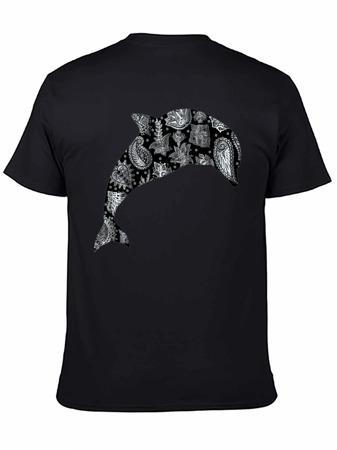 Dolphin Paisley Print Black T-Shirt