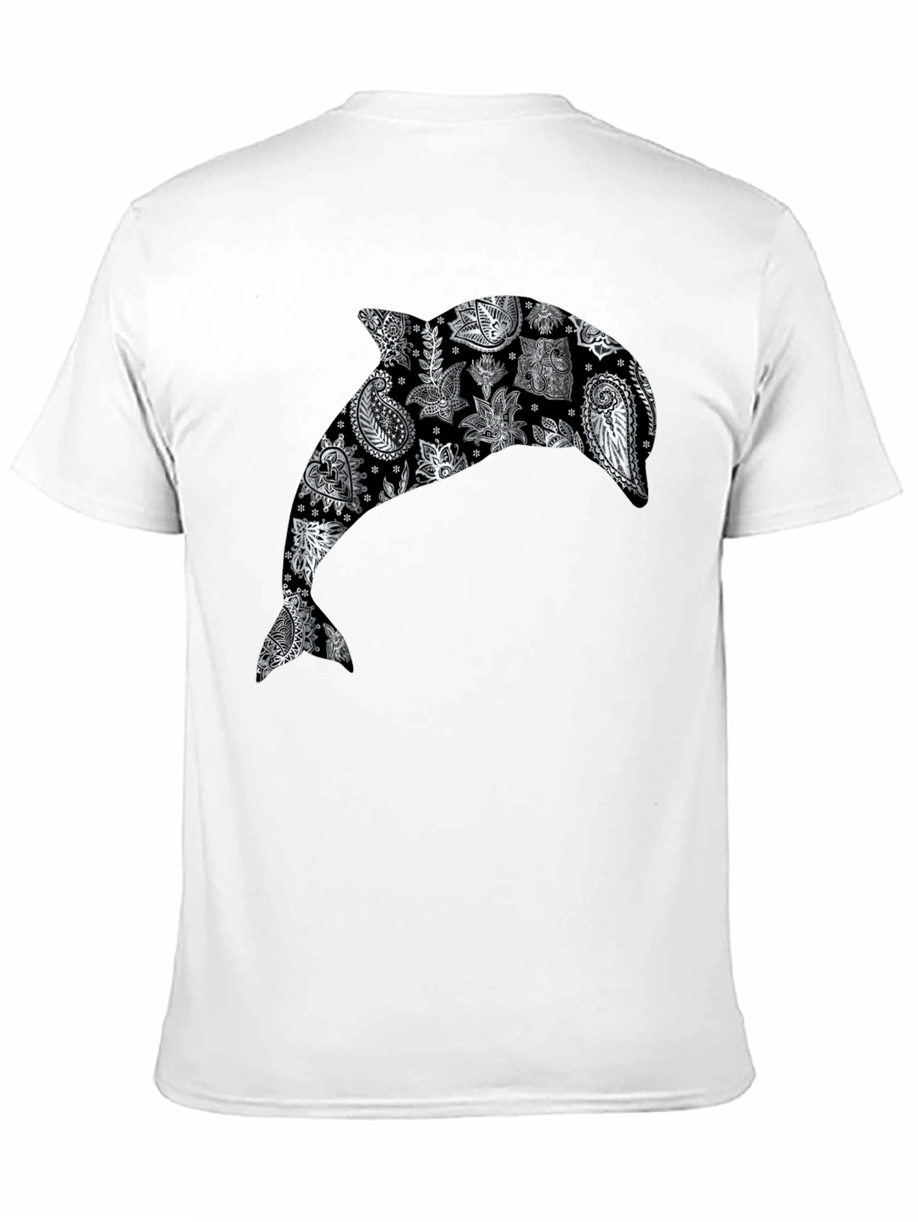 Dolphin Paisley Print Black T-Shirt