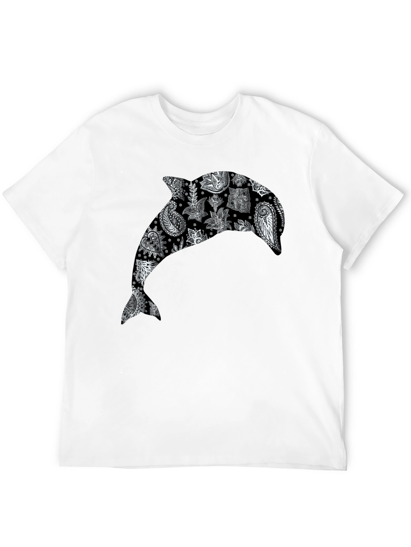 Dolphin Paisley Print Black T-Shirt