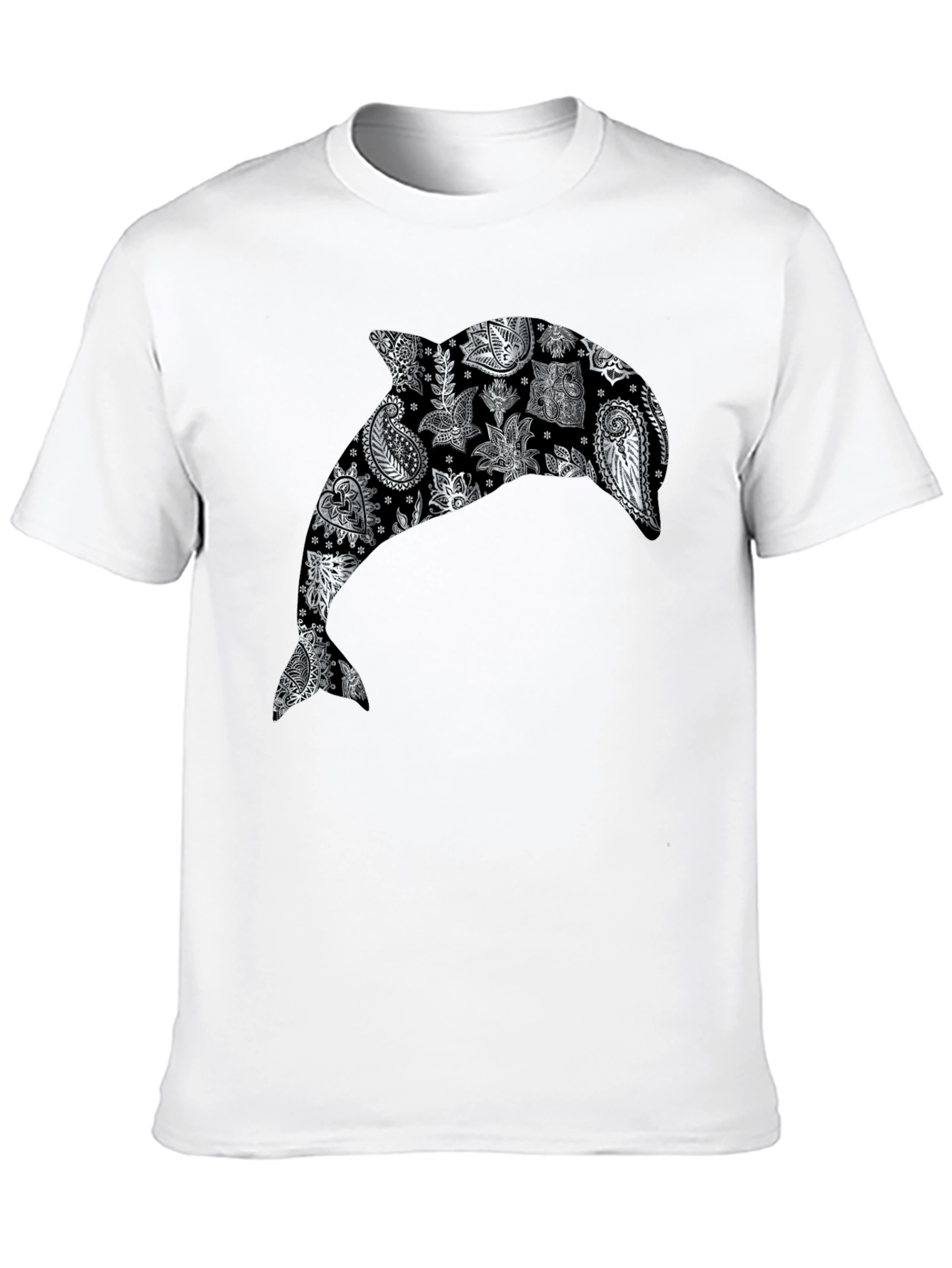 Dolphin Paisley Print Black T-Shirt