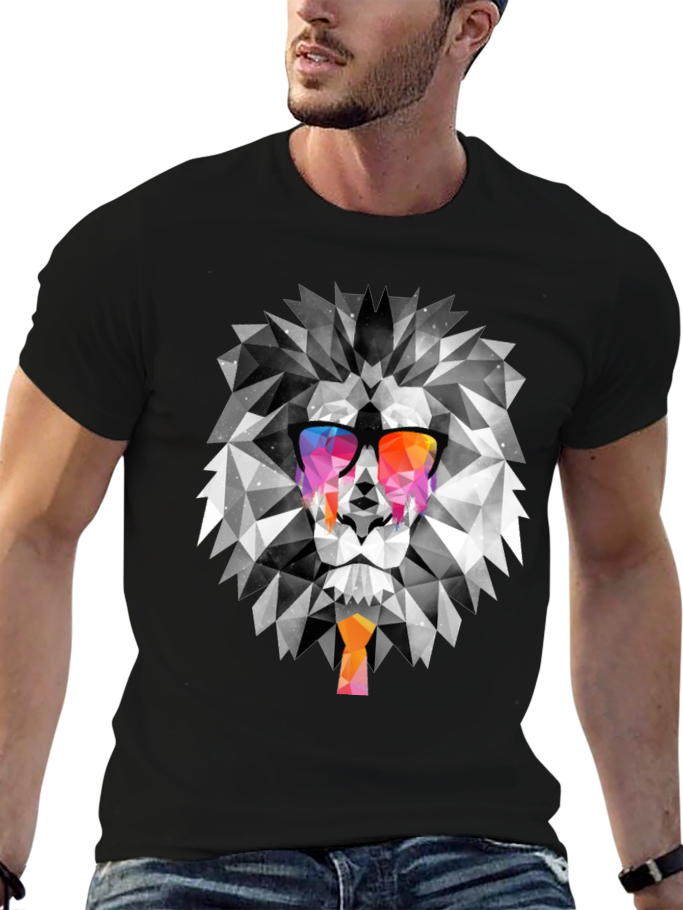 Geometric Lion T-Shirt - Unique Graphic Tee