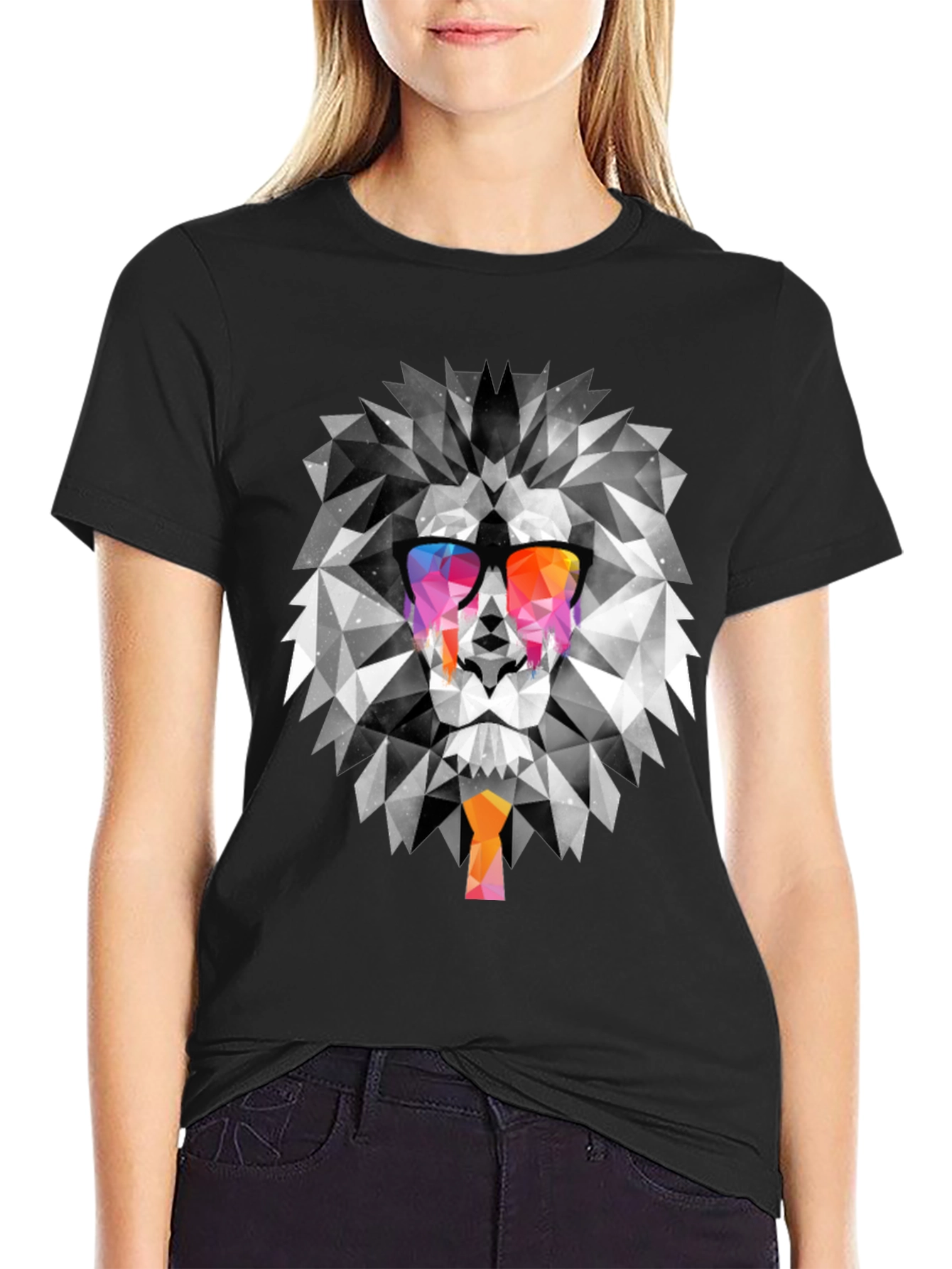 Geometric Lion T-Shirt - Unique Graphic Tee