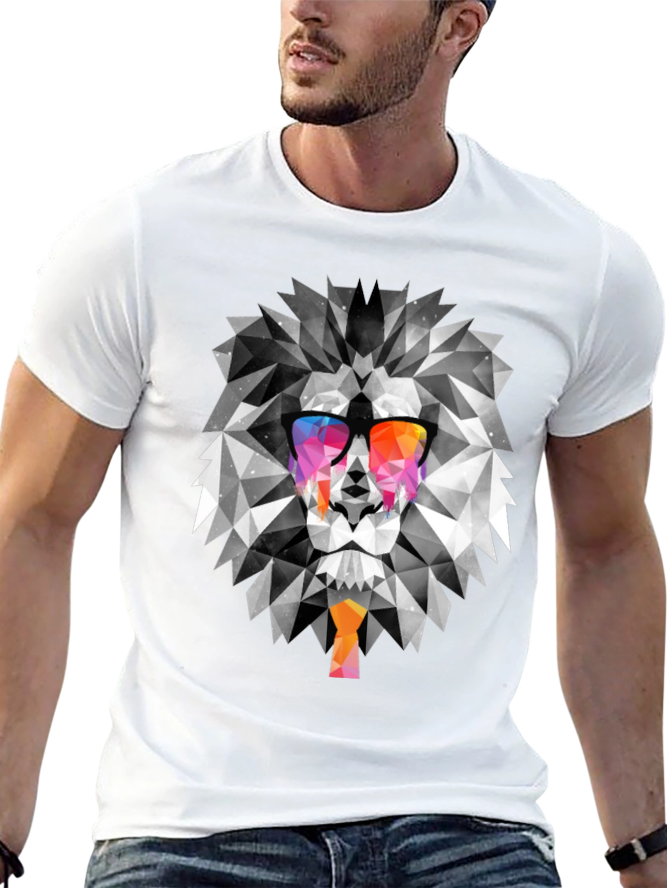 Geometric Lion T-Shirt - Unique Graphic Tee