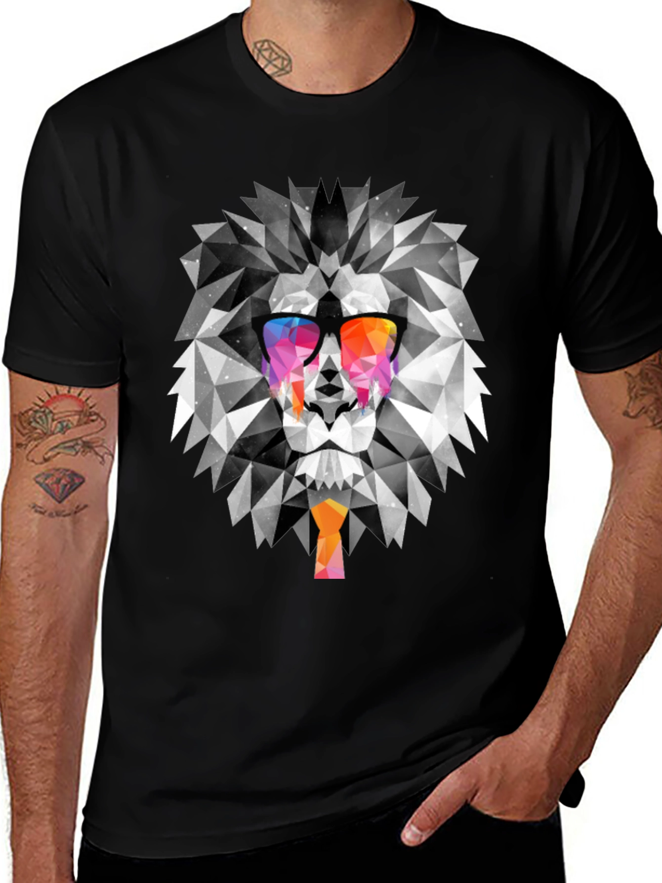 Geometric Lion T-Shirt - Unique Graphic Tee