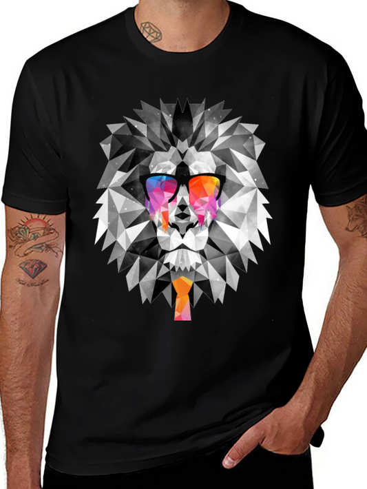 Geometric Lion T-Shirt - Unique Graphic Tee