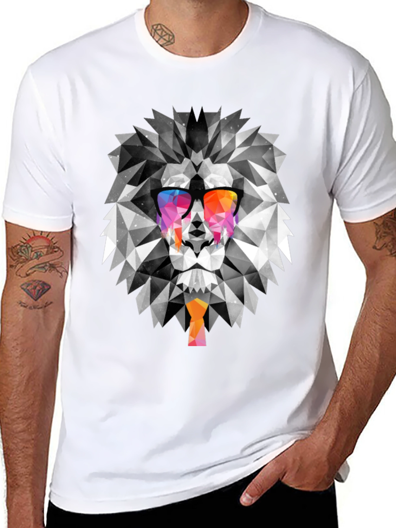 Geometric Lion T-Shirt - Unique Graphic Tee
