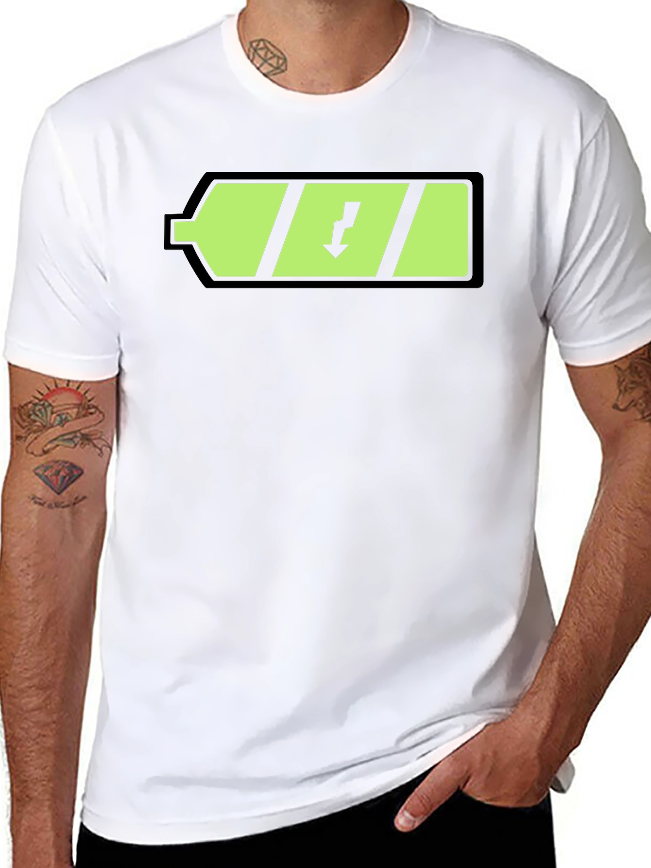 Charged Up Black T-Shirt with Battery Graphic