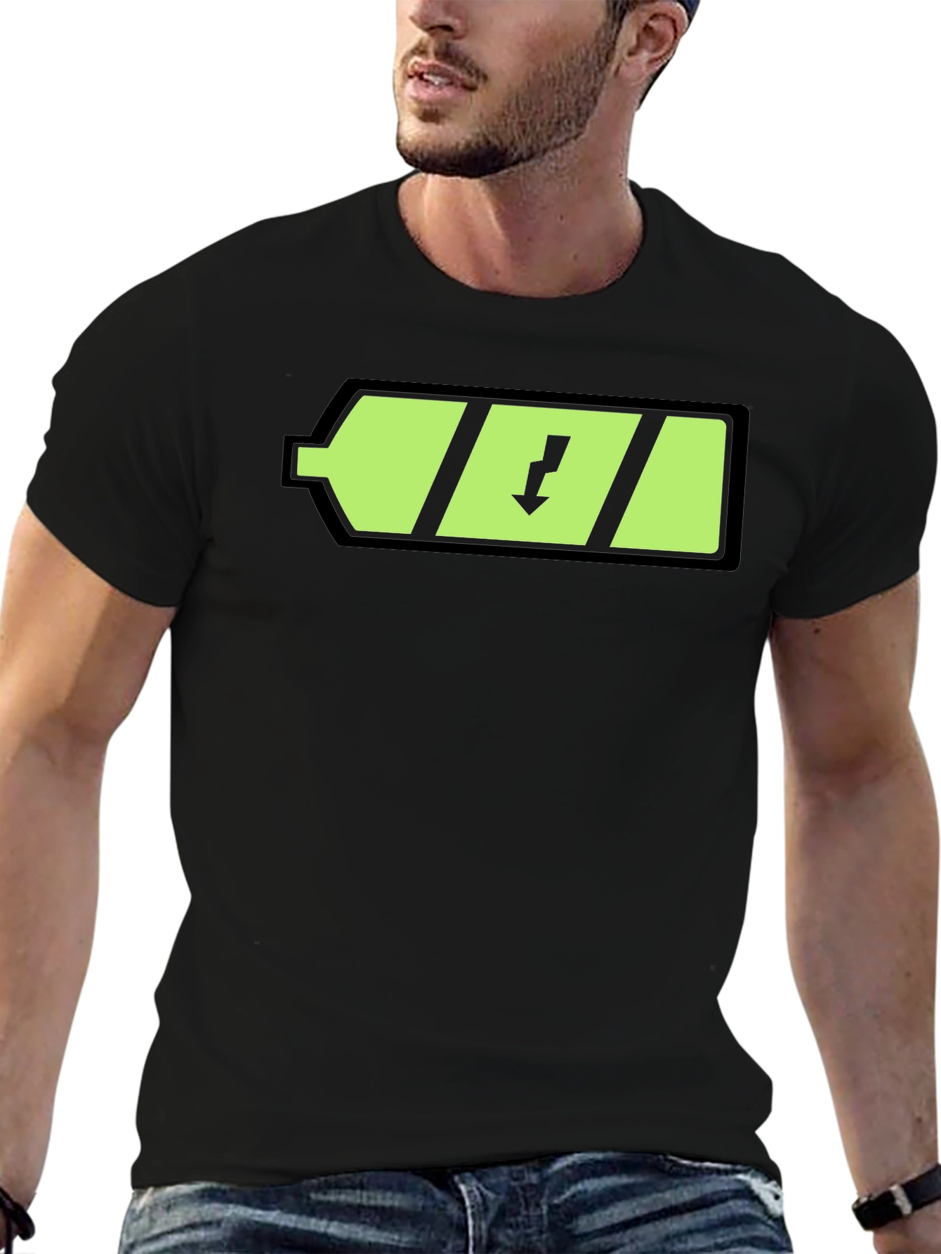 Charged Up Black T-Shirt with Battery Graphic