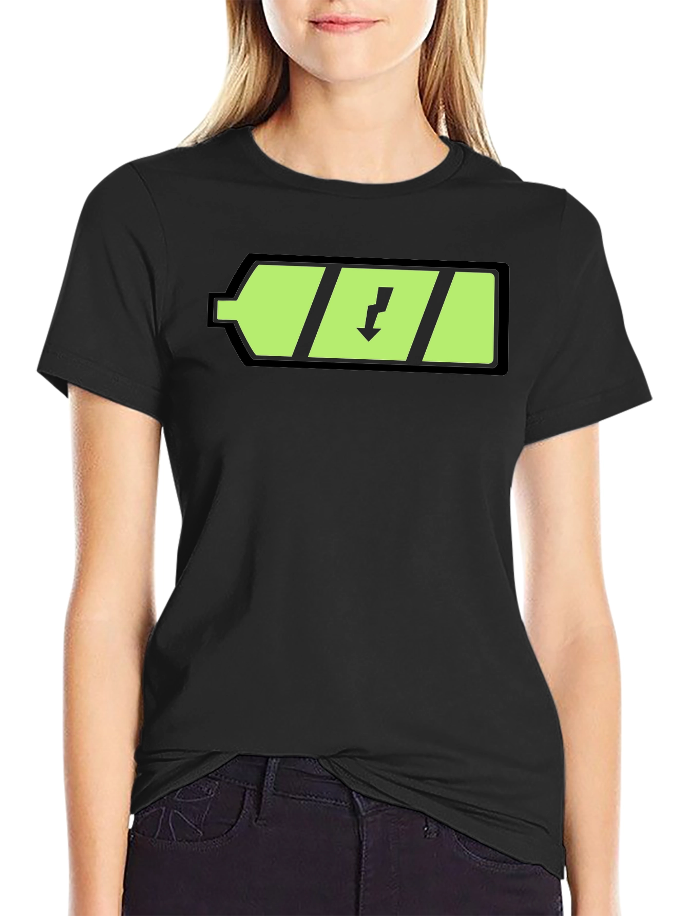 Charged Up Black T-Shirt with Battery Graphic