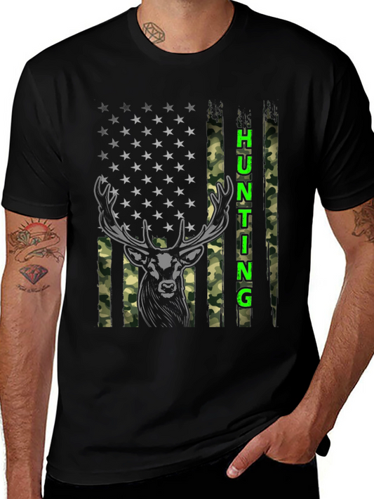 Hunting Deer American Flag T-Shirt