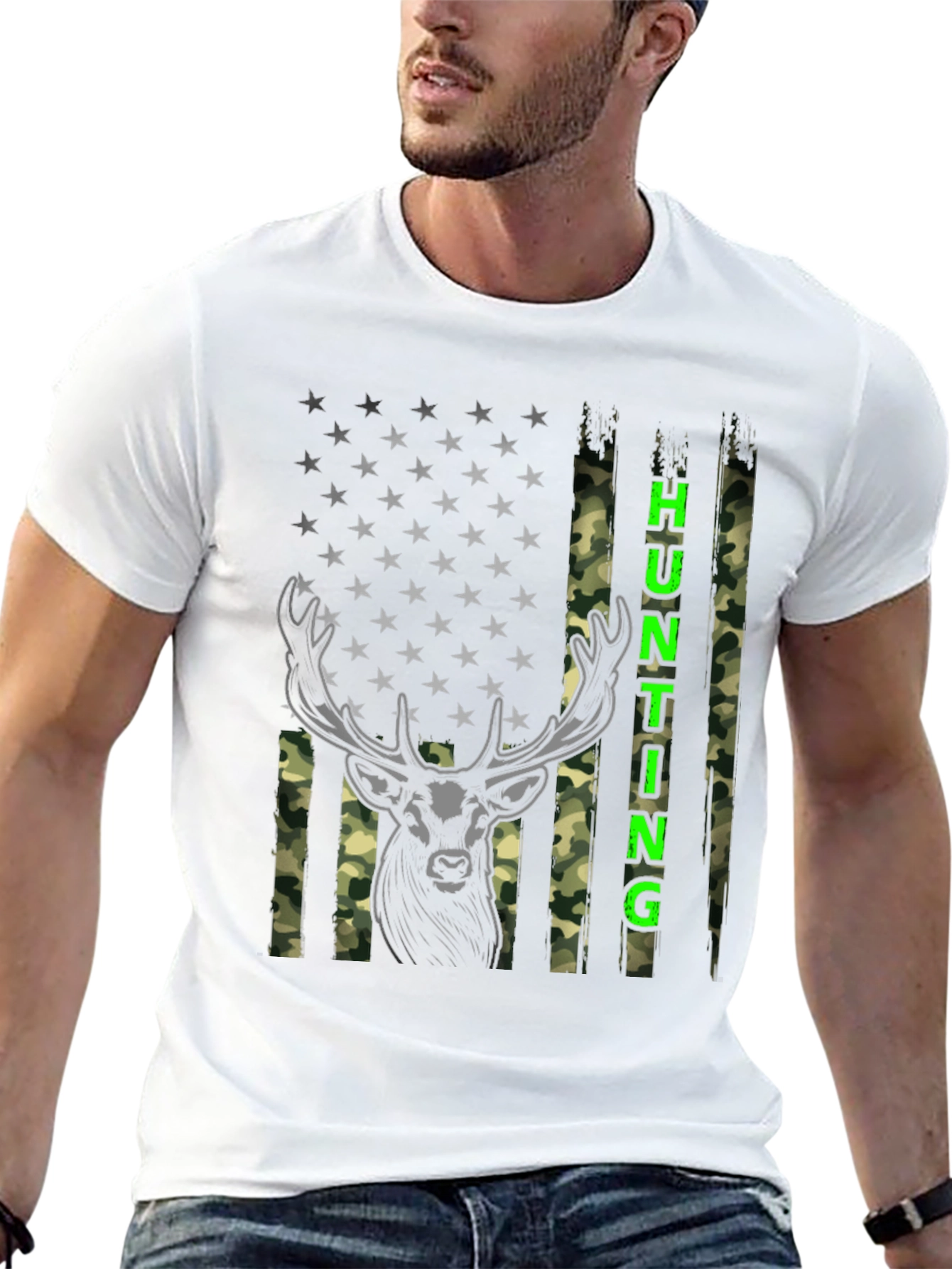 Hunting Deer American Flag T-Shirt