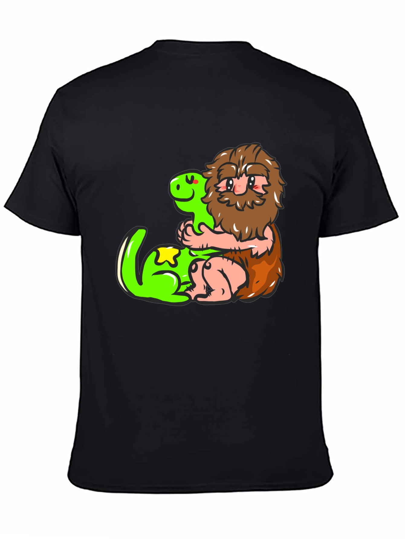 Caveman and Dino Black T-Shirt