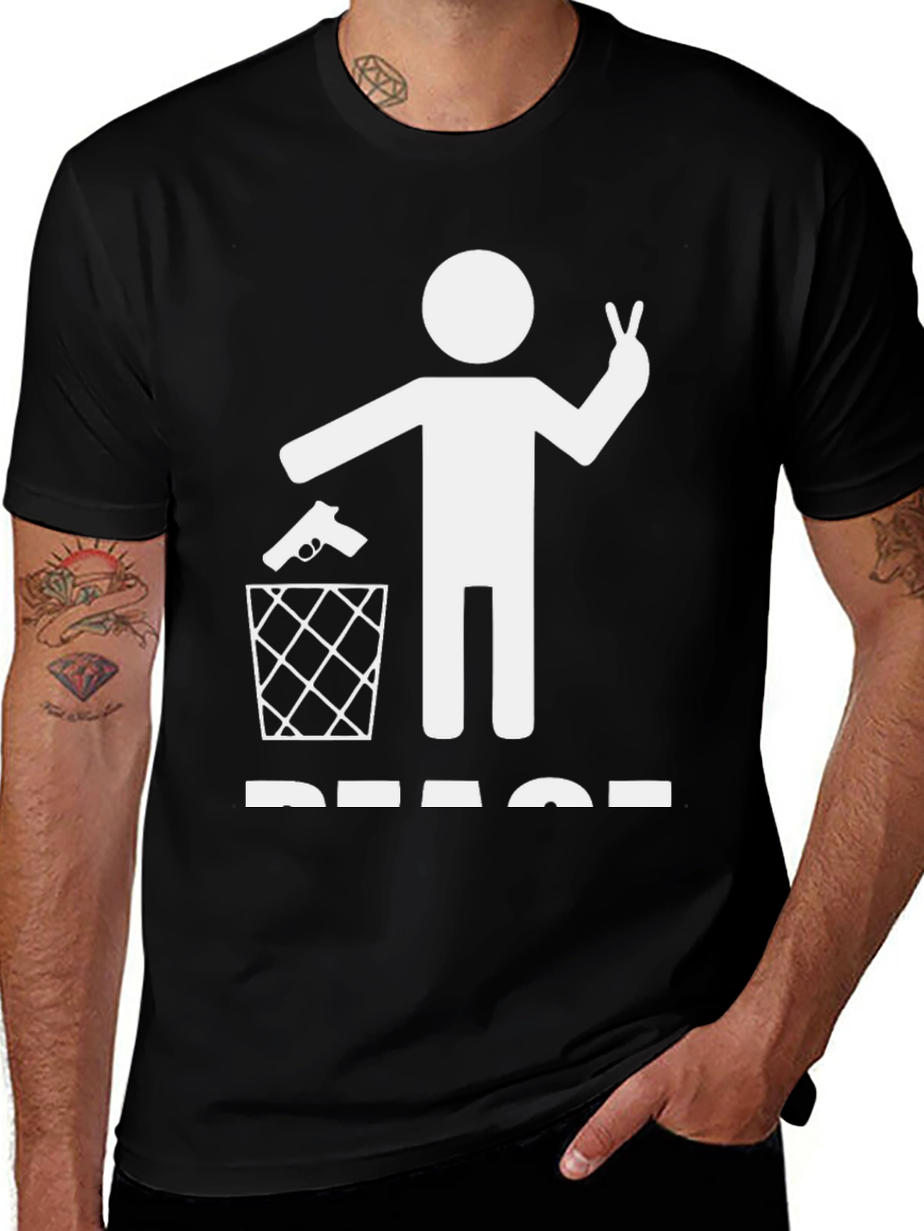 Peace T-Shirt: Gun in Trash Peace Sign