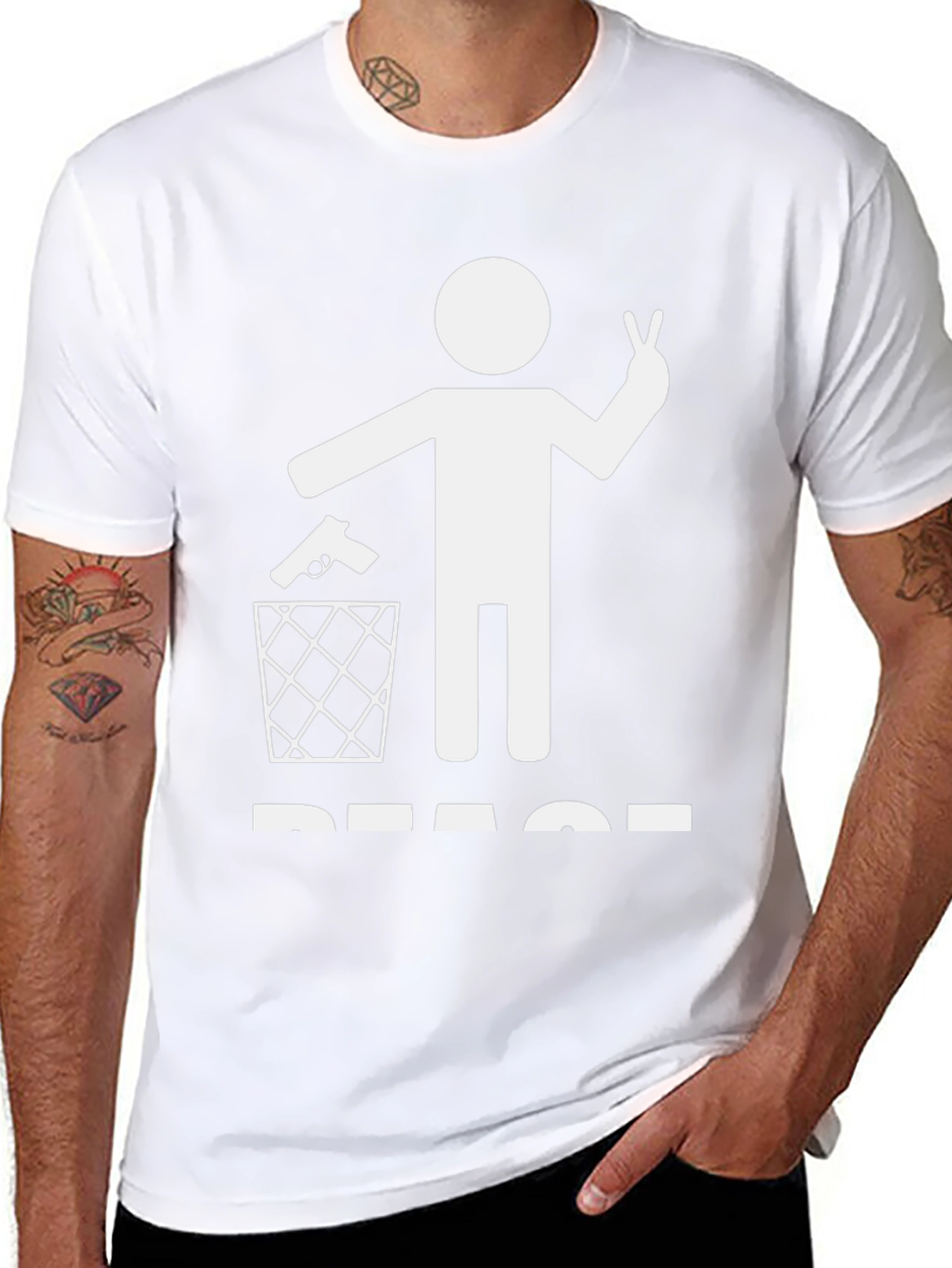 Peace T-Shirt: Gun in Trash Peace Sign