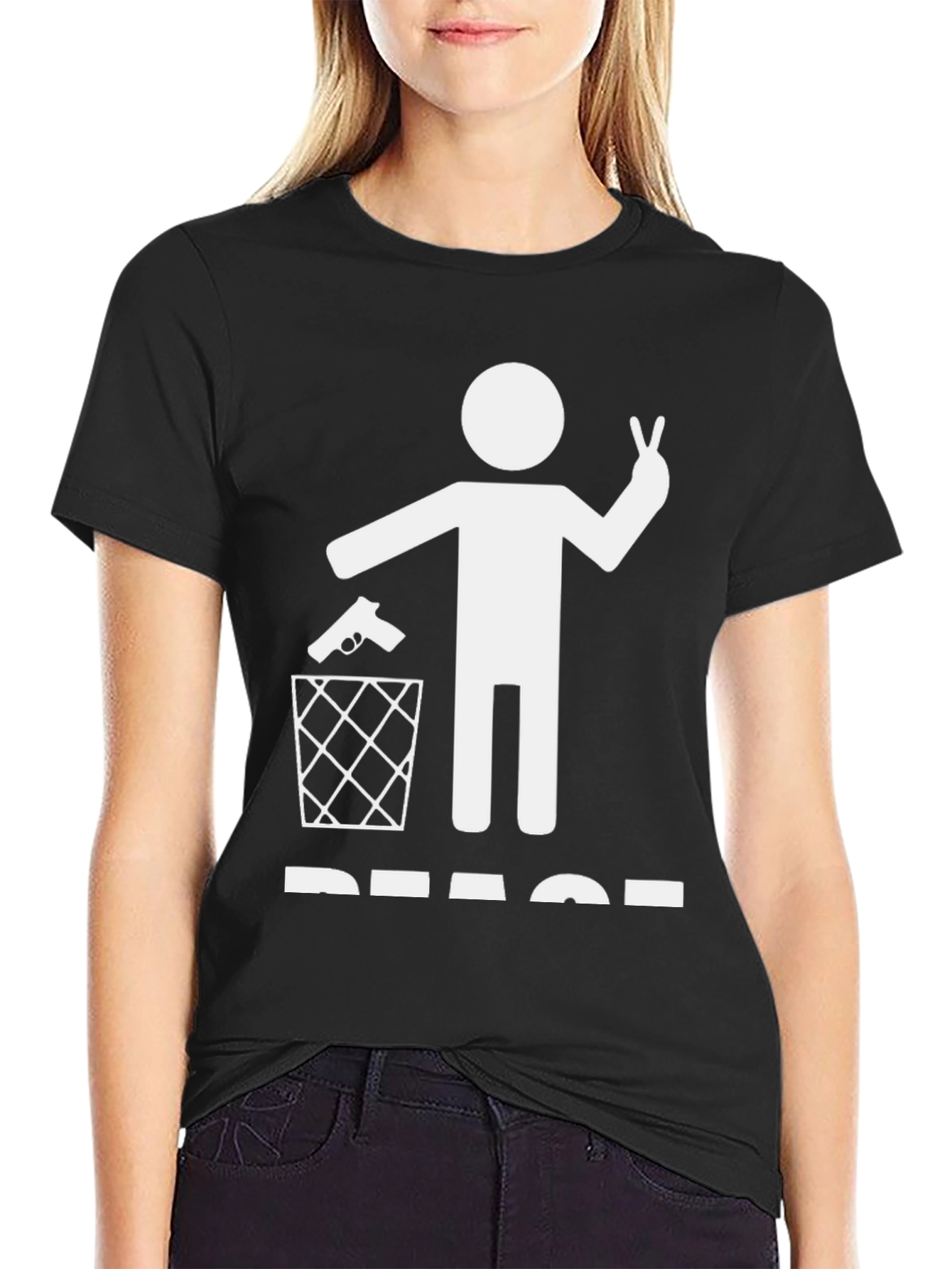 Peace T-Shirt: Gun in Trash Peace Sign
