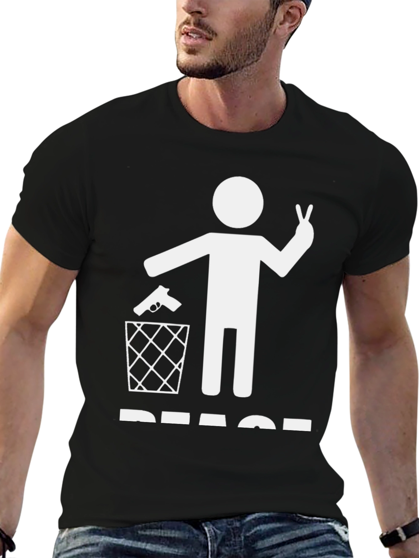 Peace T-Shirt: Gun in Trash Peace Sign