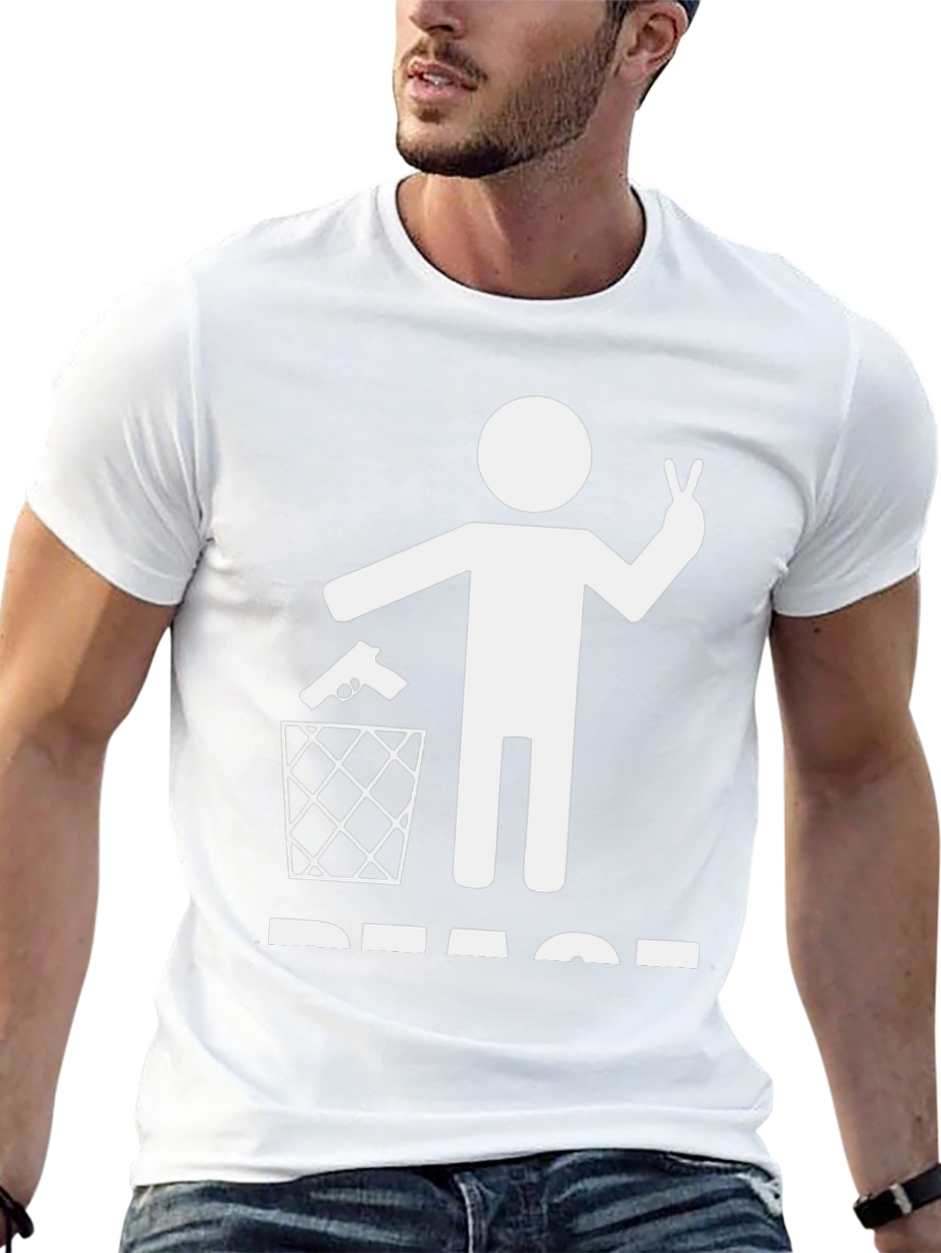 Peace T-Shirt: Gun in Trash Peace Sign