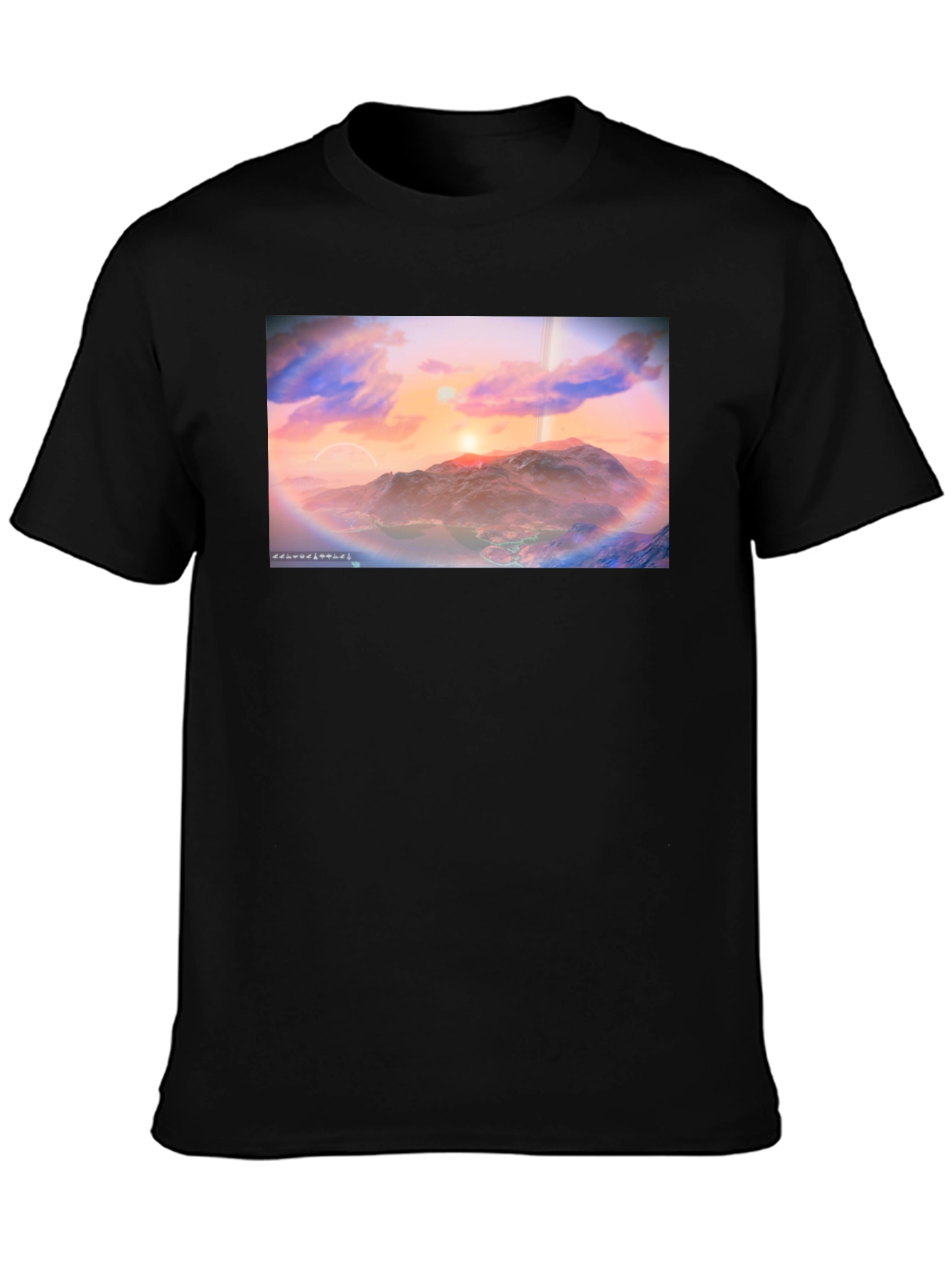 Sunset Planetscape Black T-Shirt
