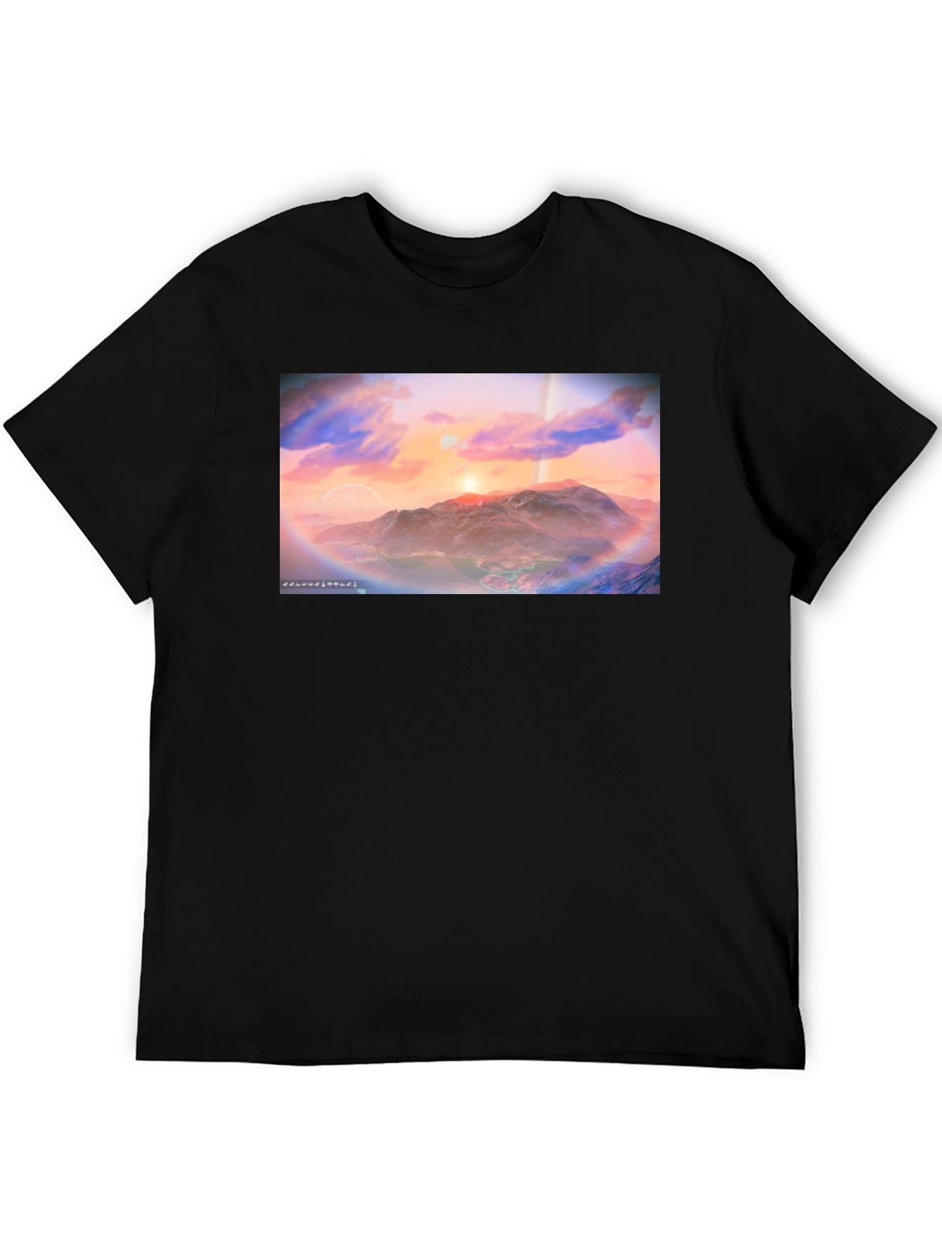 Sunset Planetscape Black T-Shirt