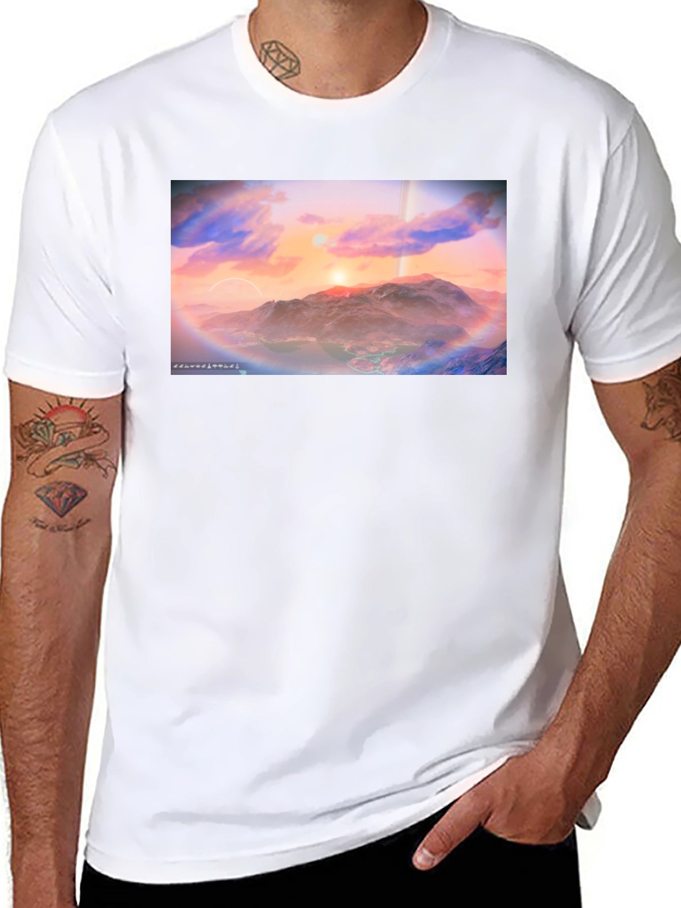 Sunset Planetscape Black T-Shirt