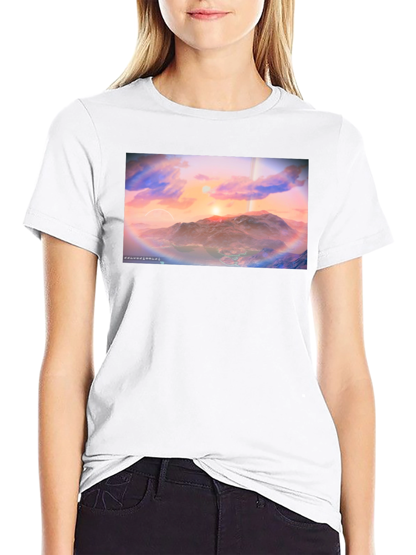 Sunset Planetscape Black T-Shirt