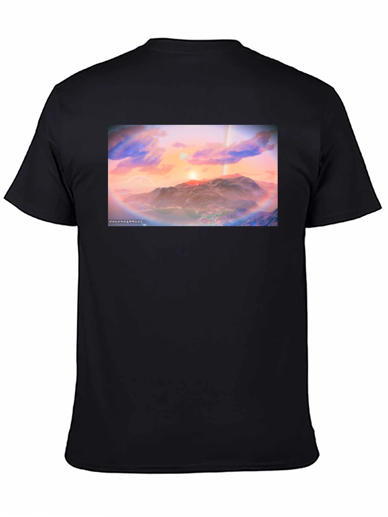 Sunset Planetscape Black T-Shirt