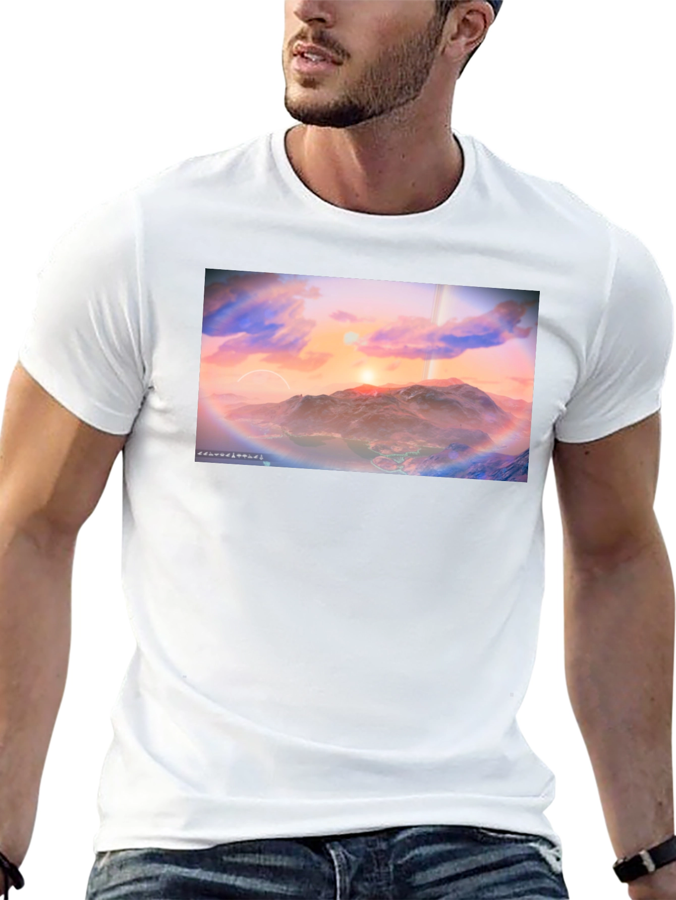 Sunset Planetscape Black T-Shirt