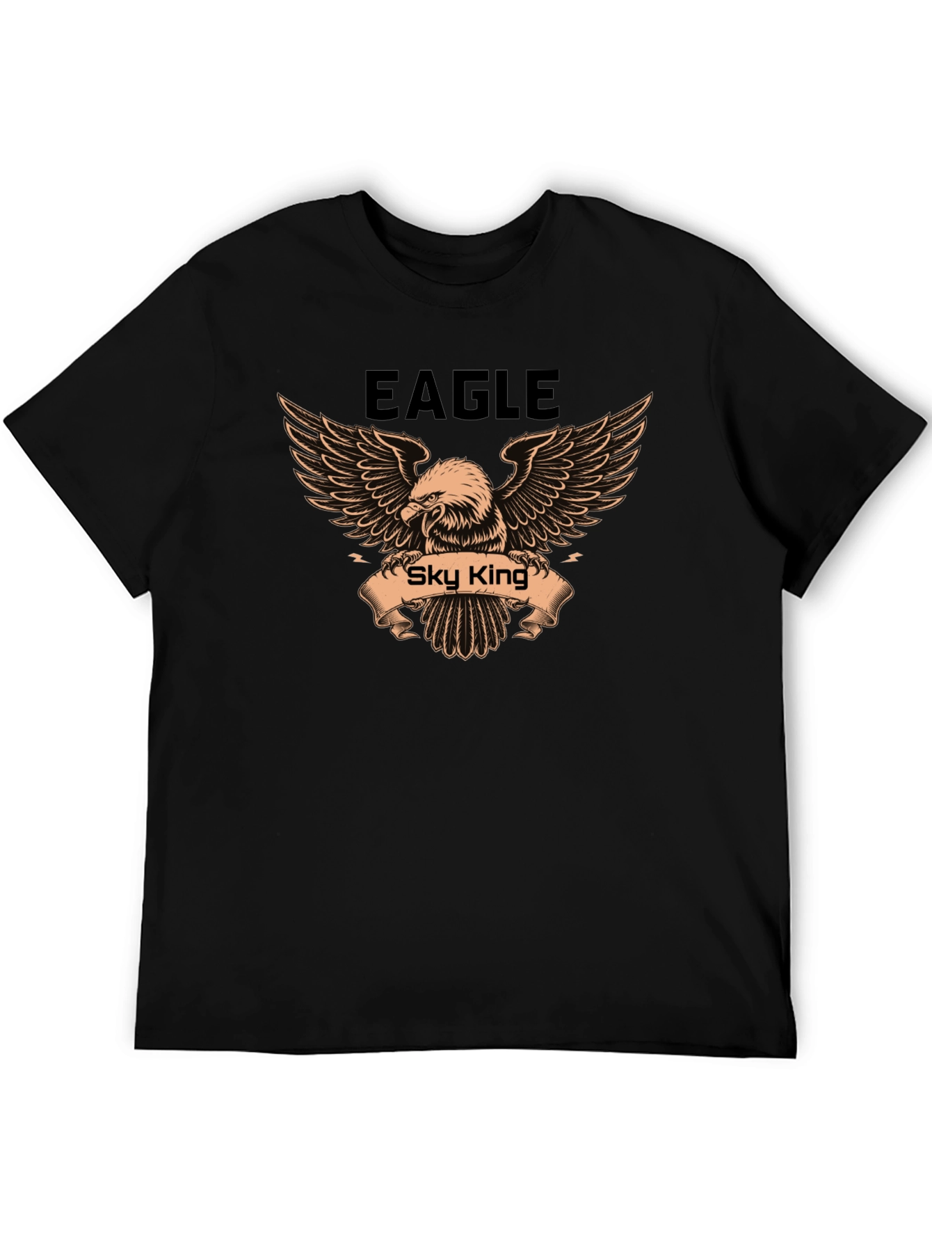 Eagle Sky King Graphic Print Mens Black T-Shirt