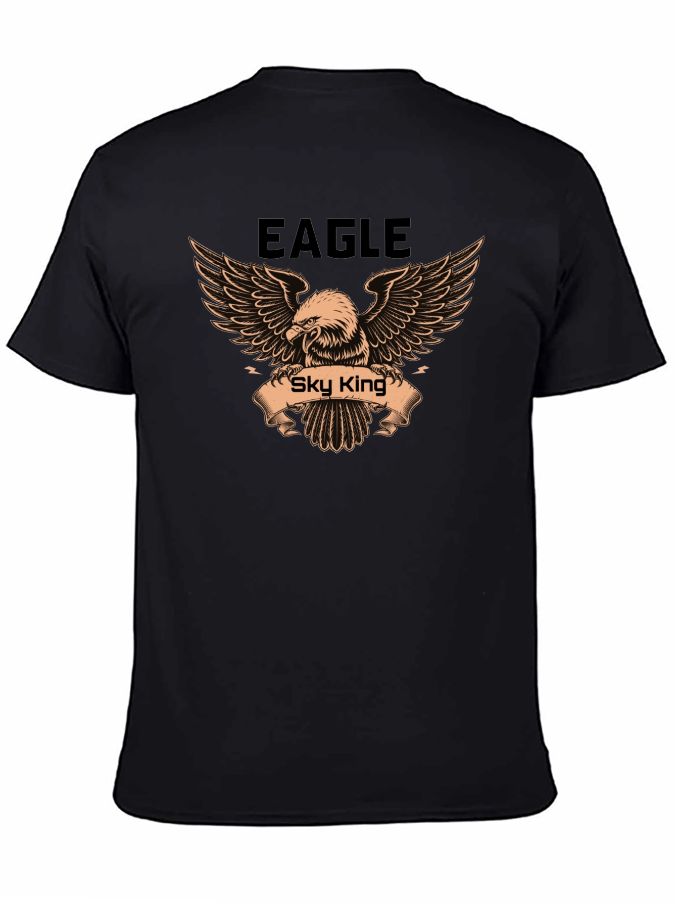 Eagle Sky King Graphic Print Mens Black T-Shirt