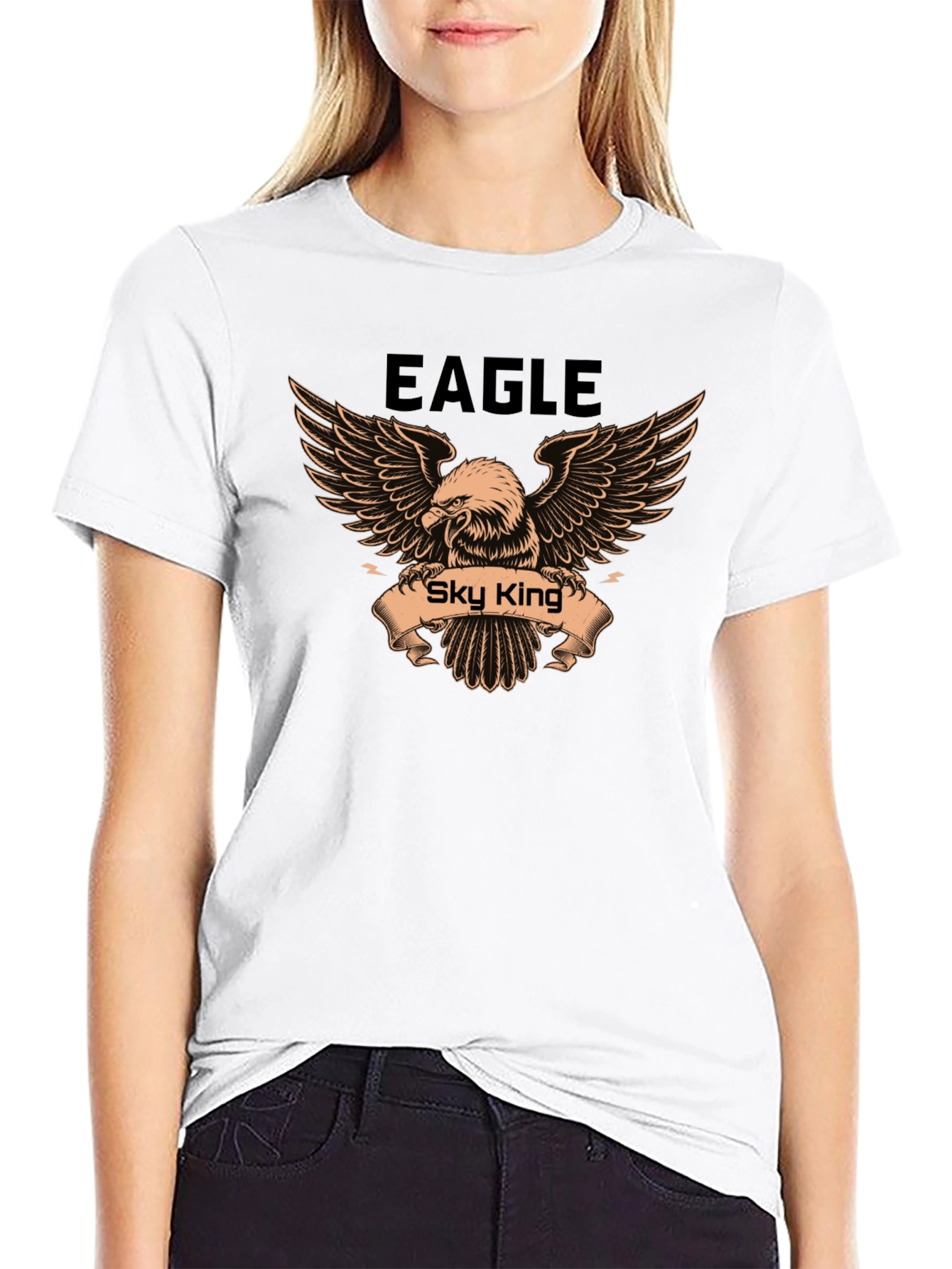 Eagle Sky King Graphic Print Mens Black T-Shirt