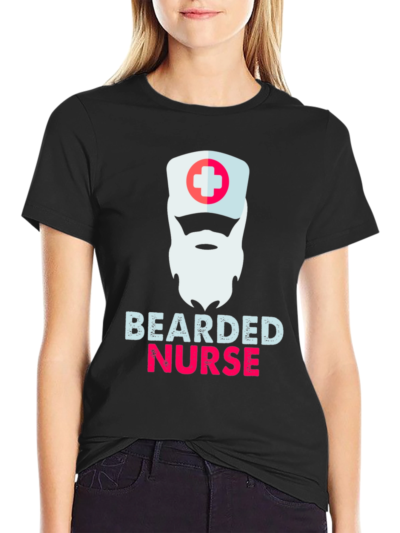Bearded Nurse Graphic T-Shirt - Funny Medical Apparel