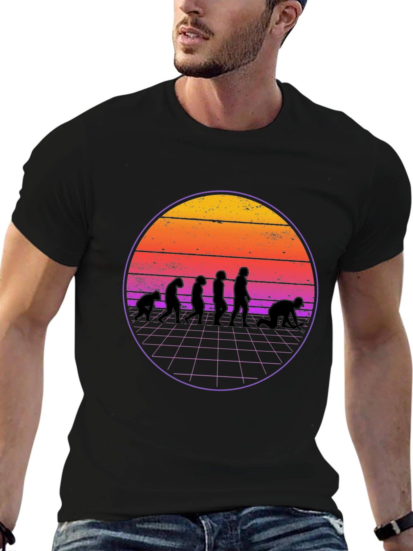 Evolution Retro Sunset Graphic T-Shirt
