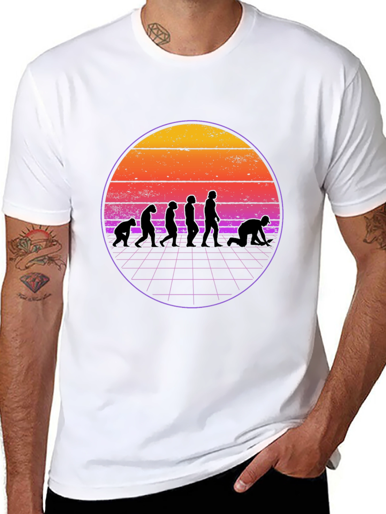 Evolution Retro Sunset Graphic T-Shirt