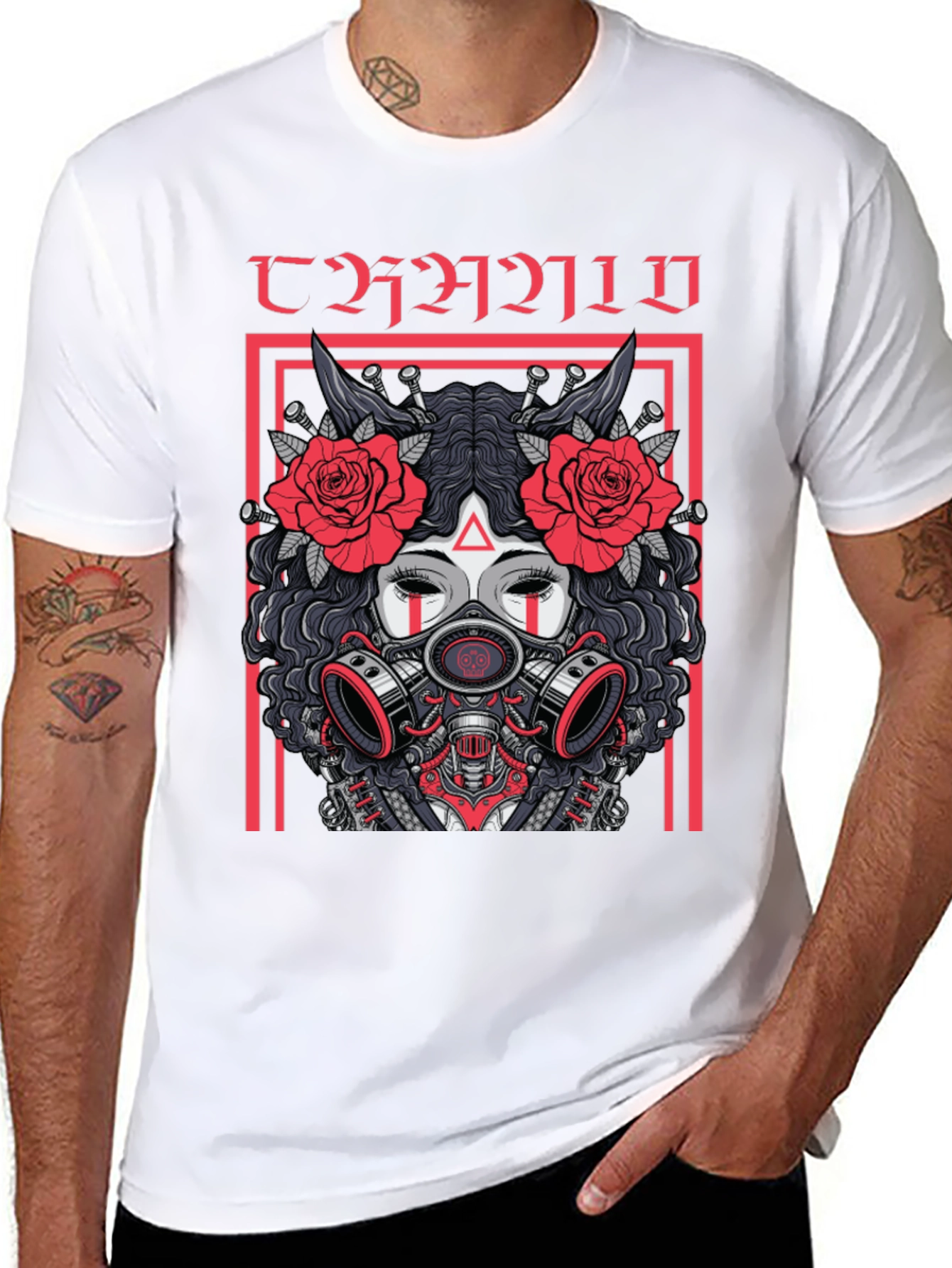 Dark Aesthetic Gas Mask Rose T-Shirt