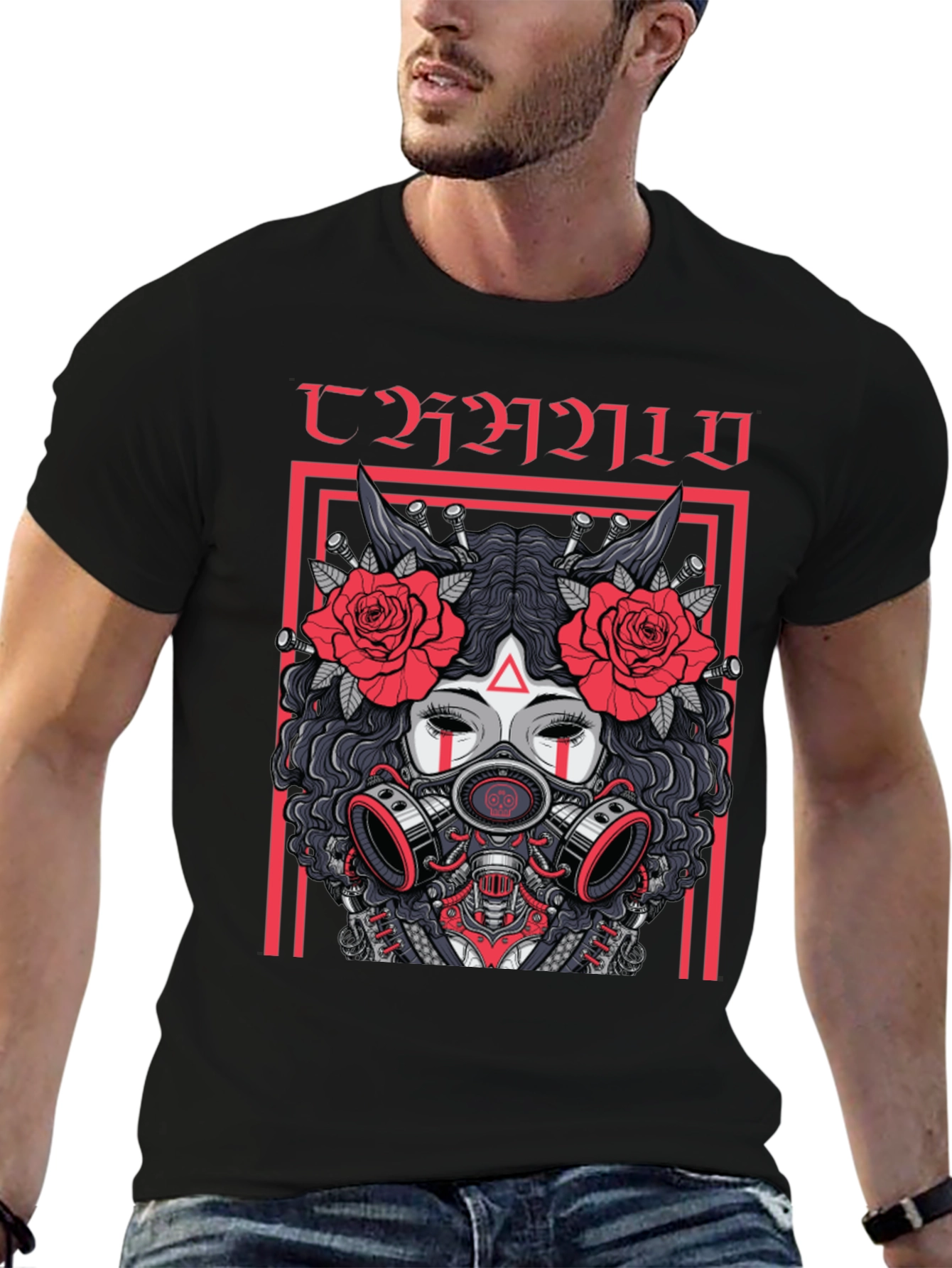 Dark Aesthetic Gas Mask Rose T-Shirt
